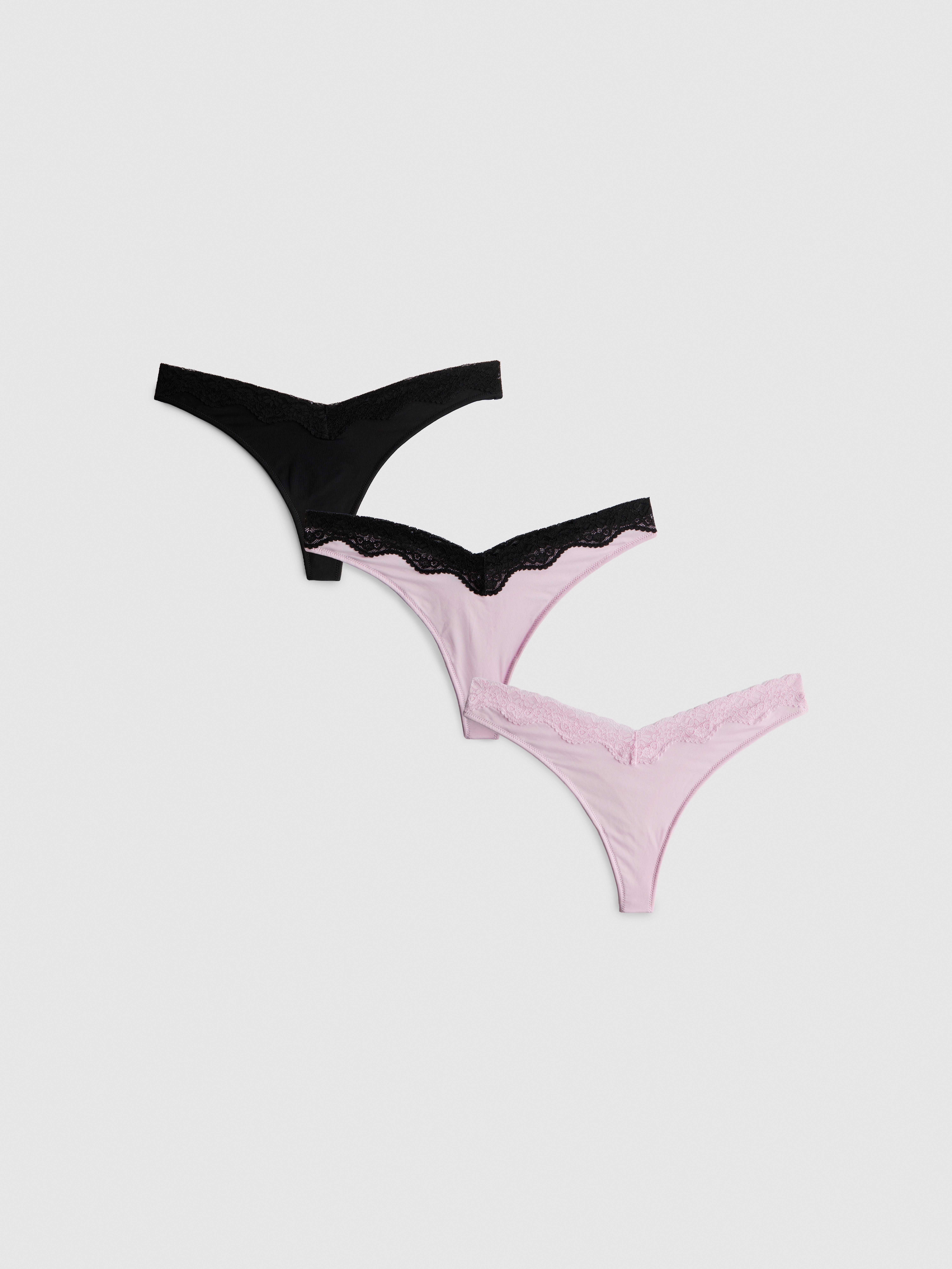 Tangas mit Spitzenbesatz, 3er-Pack