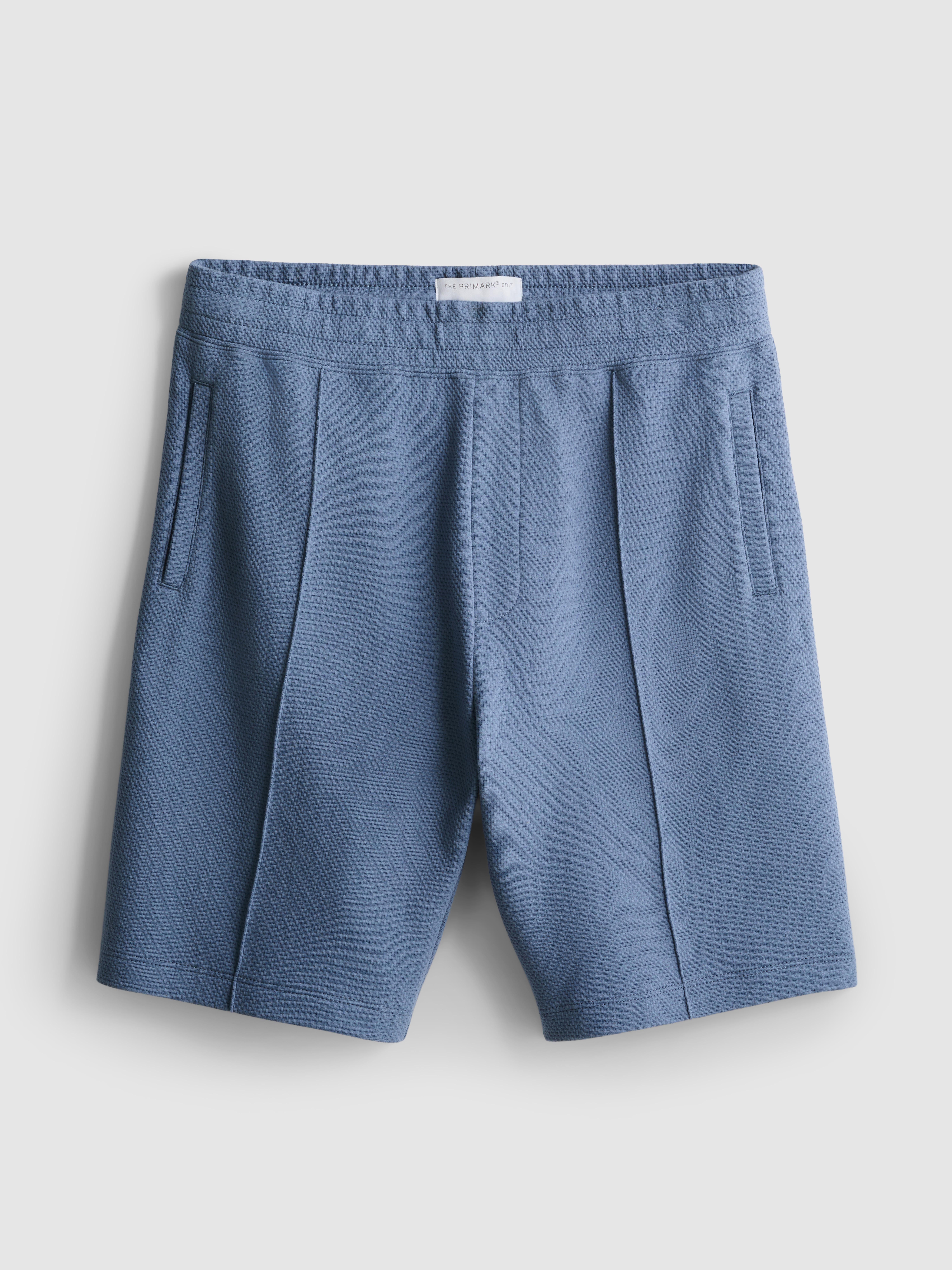 The Edit Textured Shorts Mid Blue
