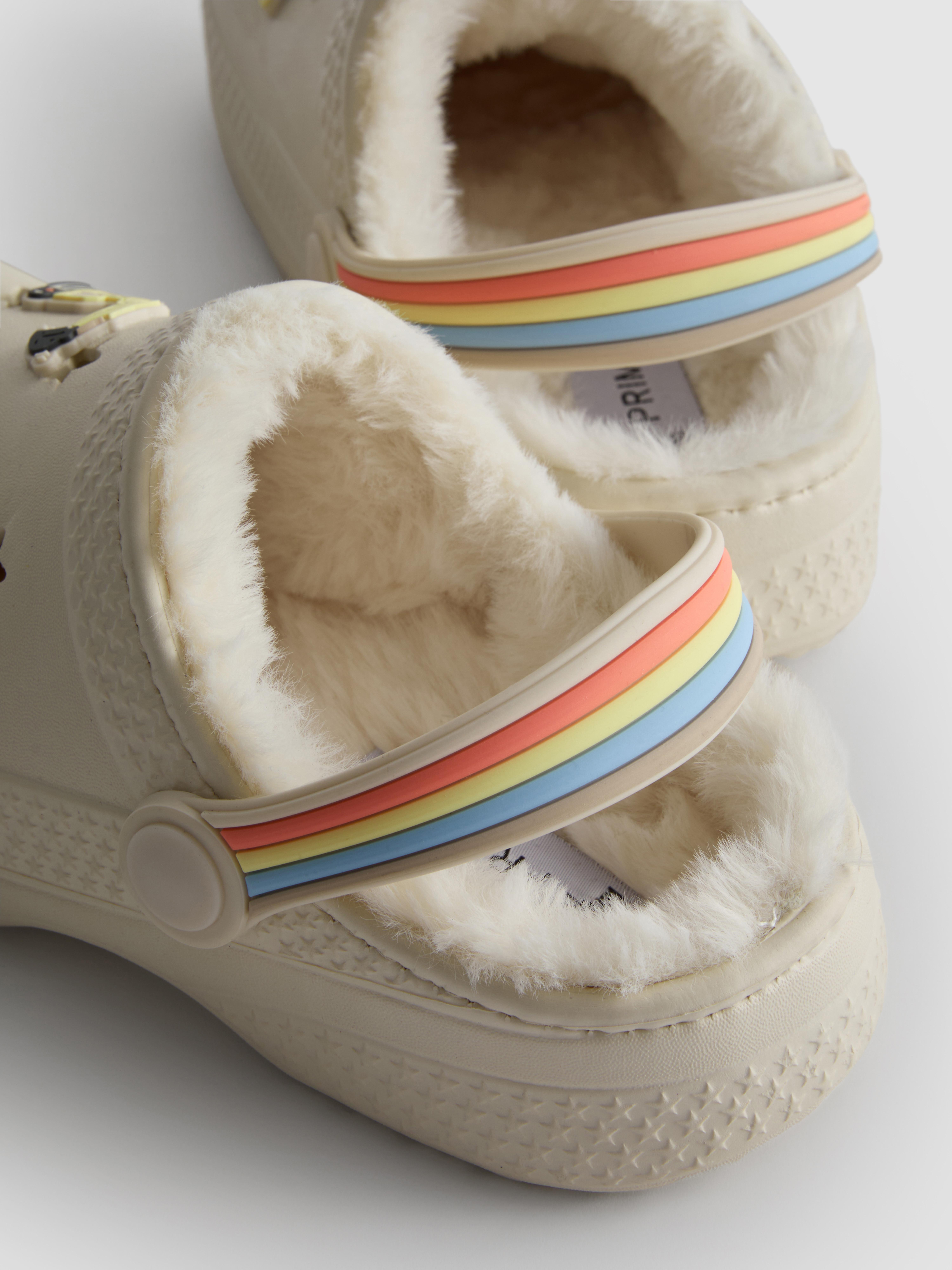 Boys Ivory Digger Faux Fur Lined Clog Slippers