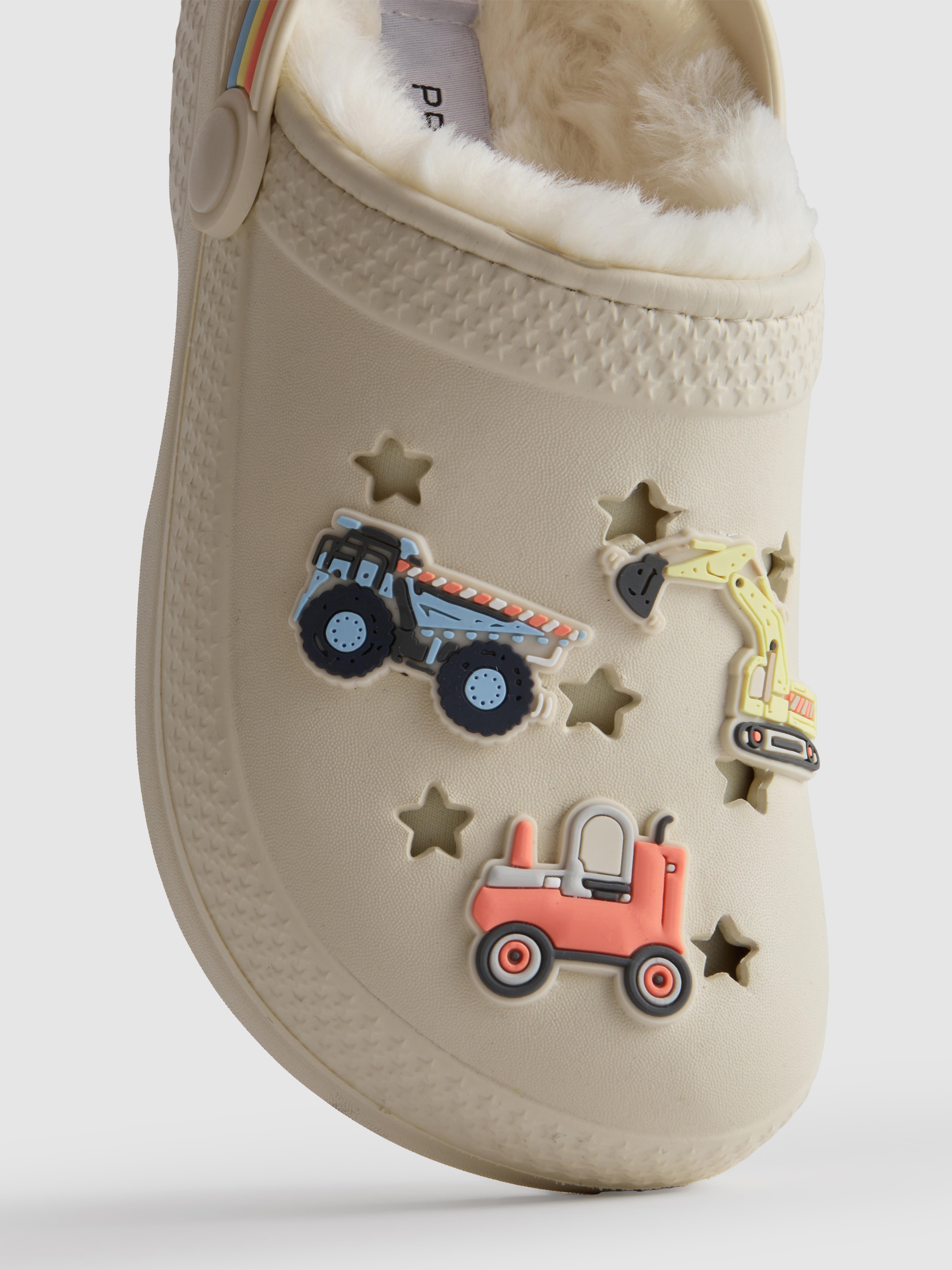 Boys Ivory Digger Faux Fur Lined Clog Slippers