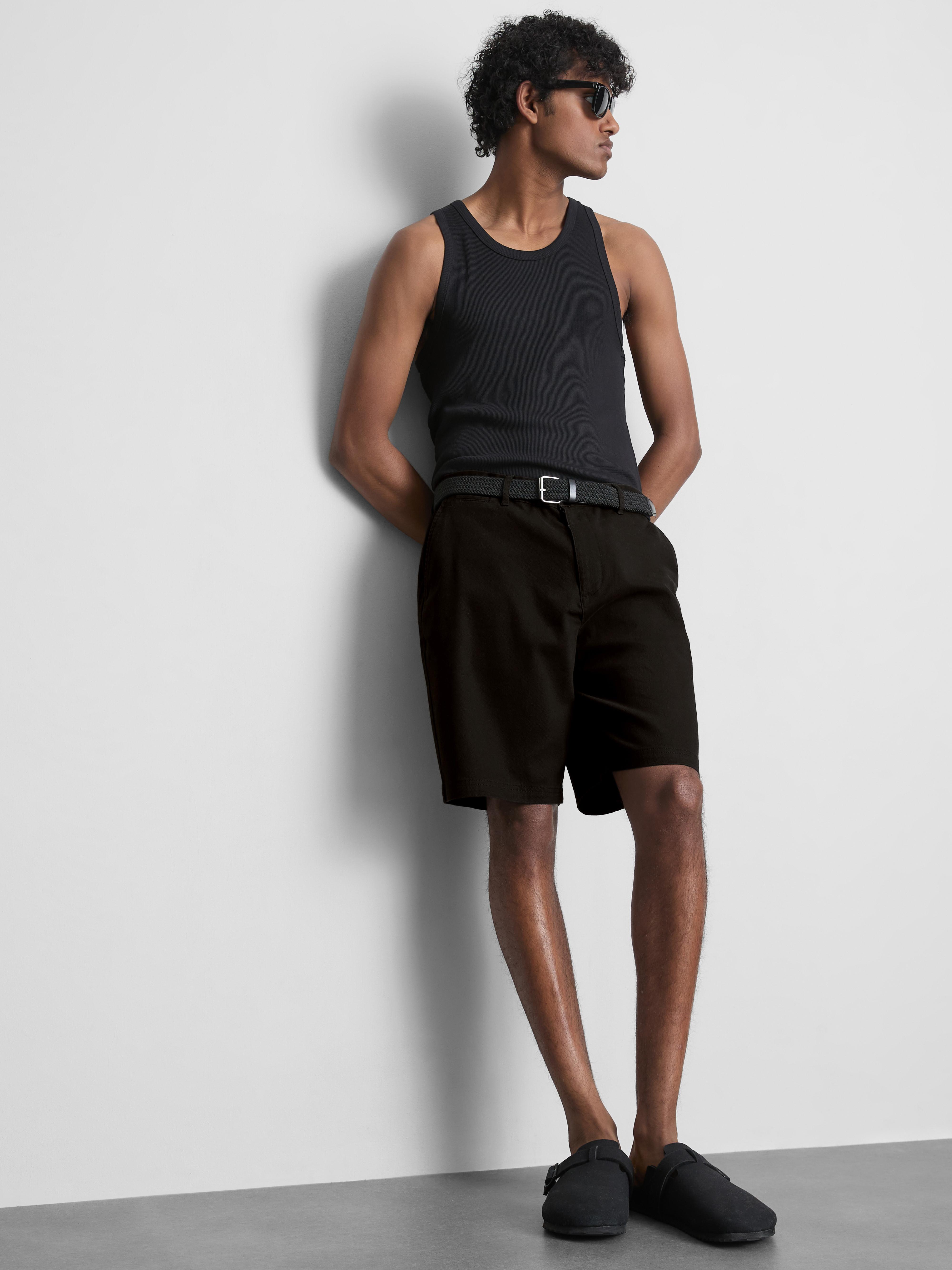 Šortky chino s páskem Černá