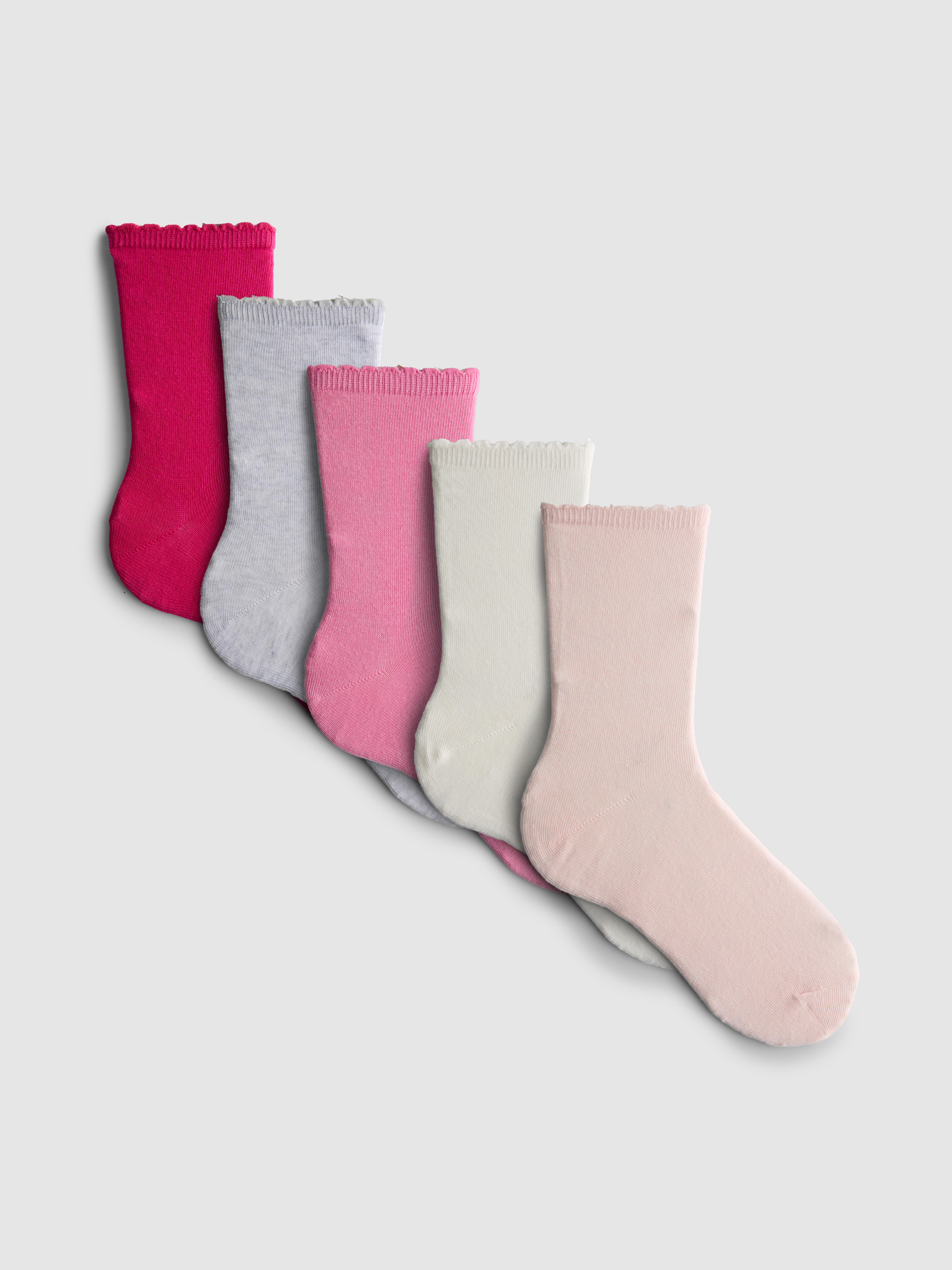 5pk Cotton Blend Pink Crew Socks