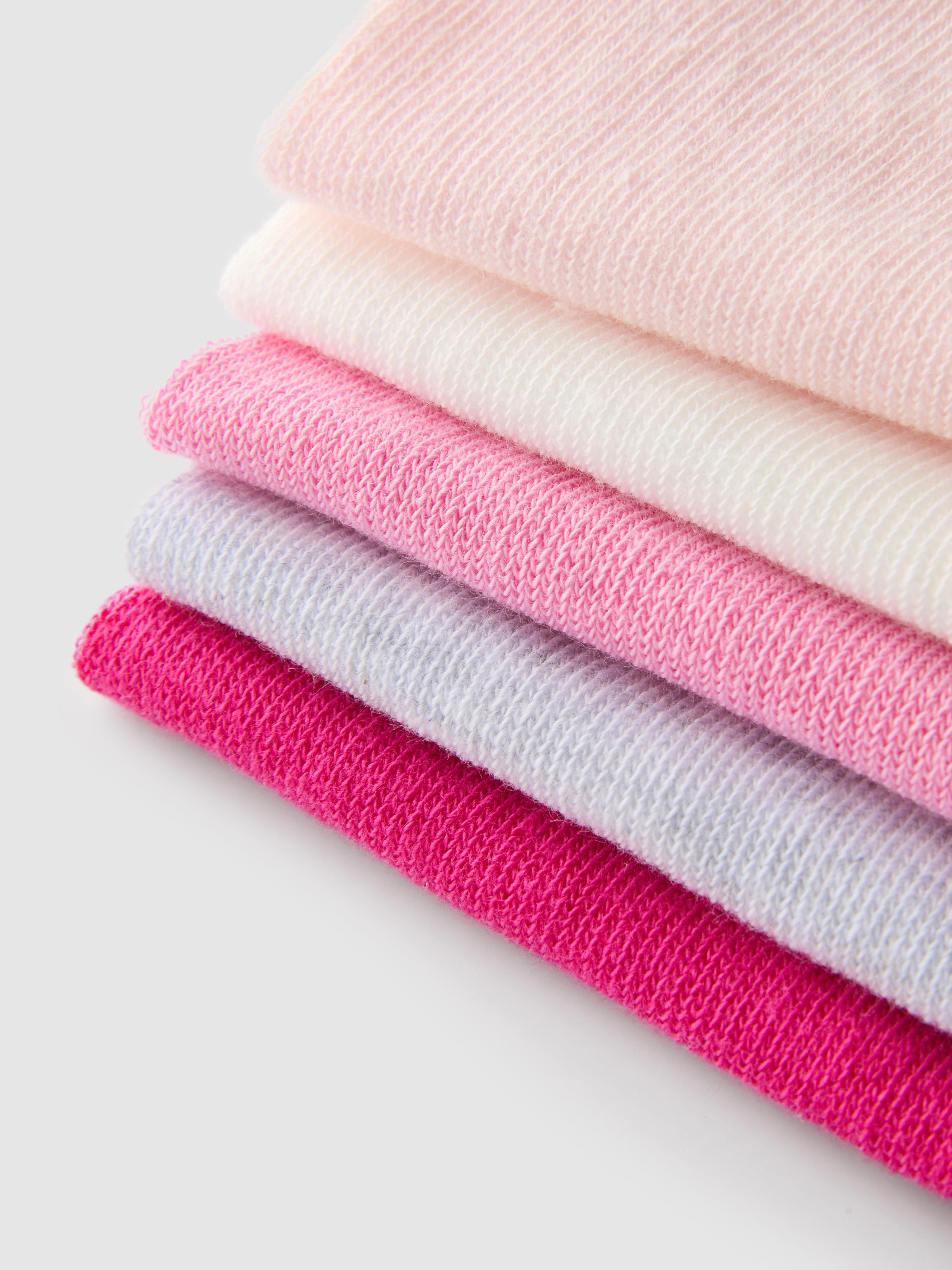 5pk Cotton Blend Pink Crew Socks