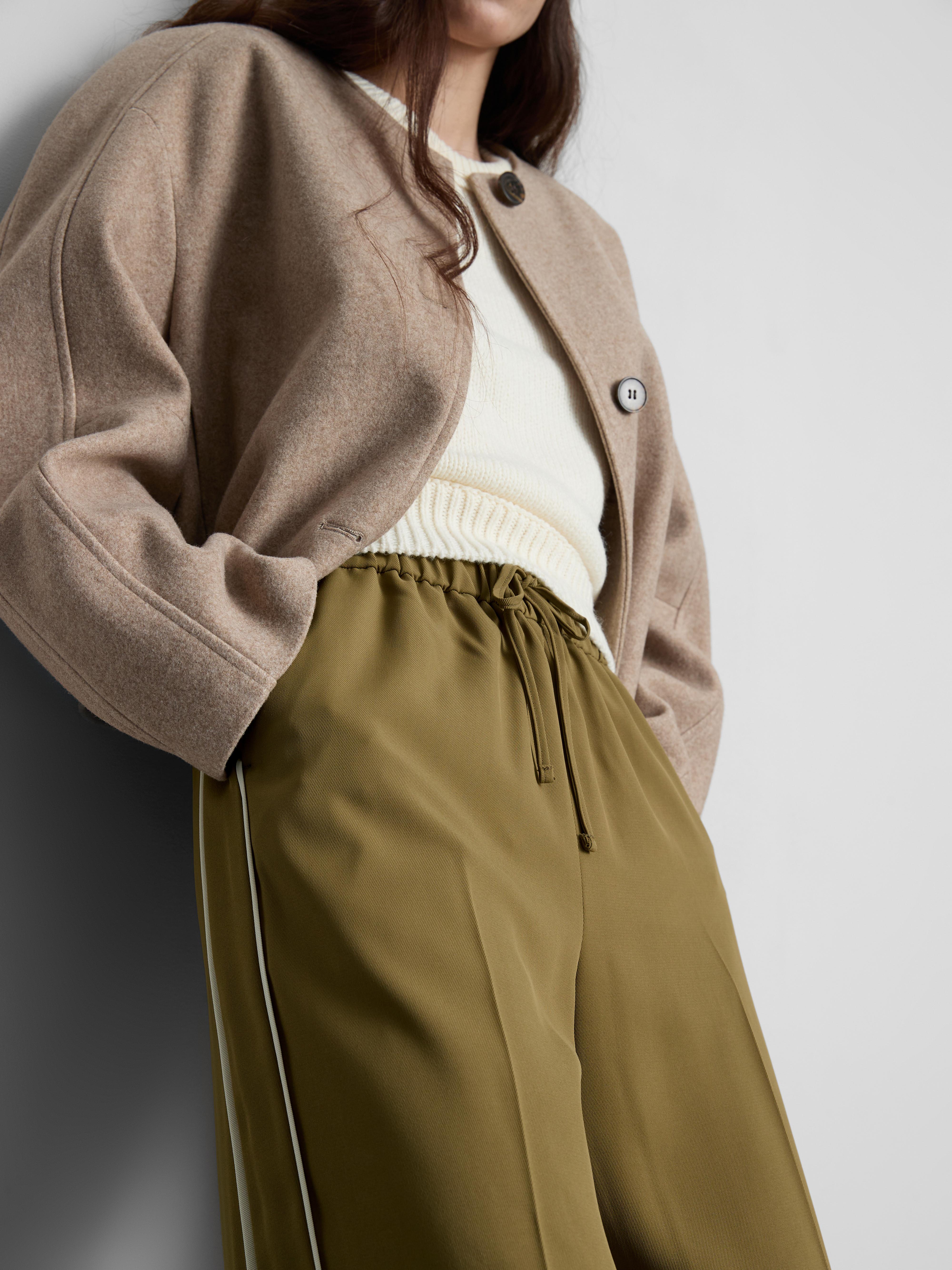 Women's Olive Wide-Leg Side-Stripe Pants