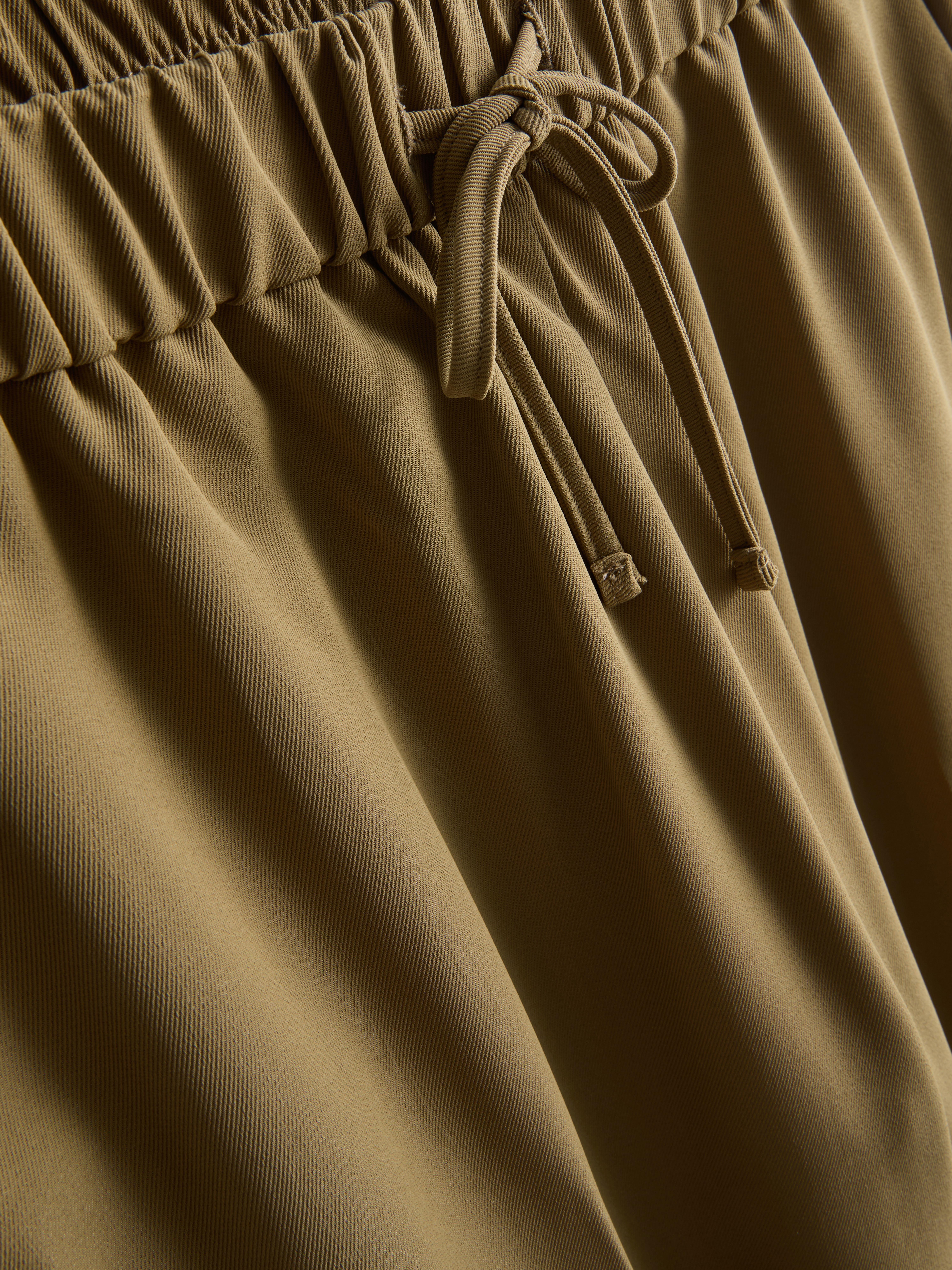 Women's Olive Wide-Leg Side-Stripe Pants