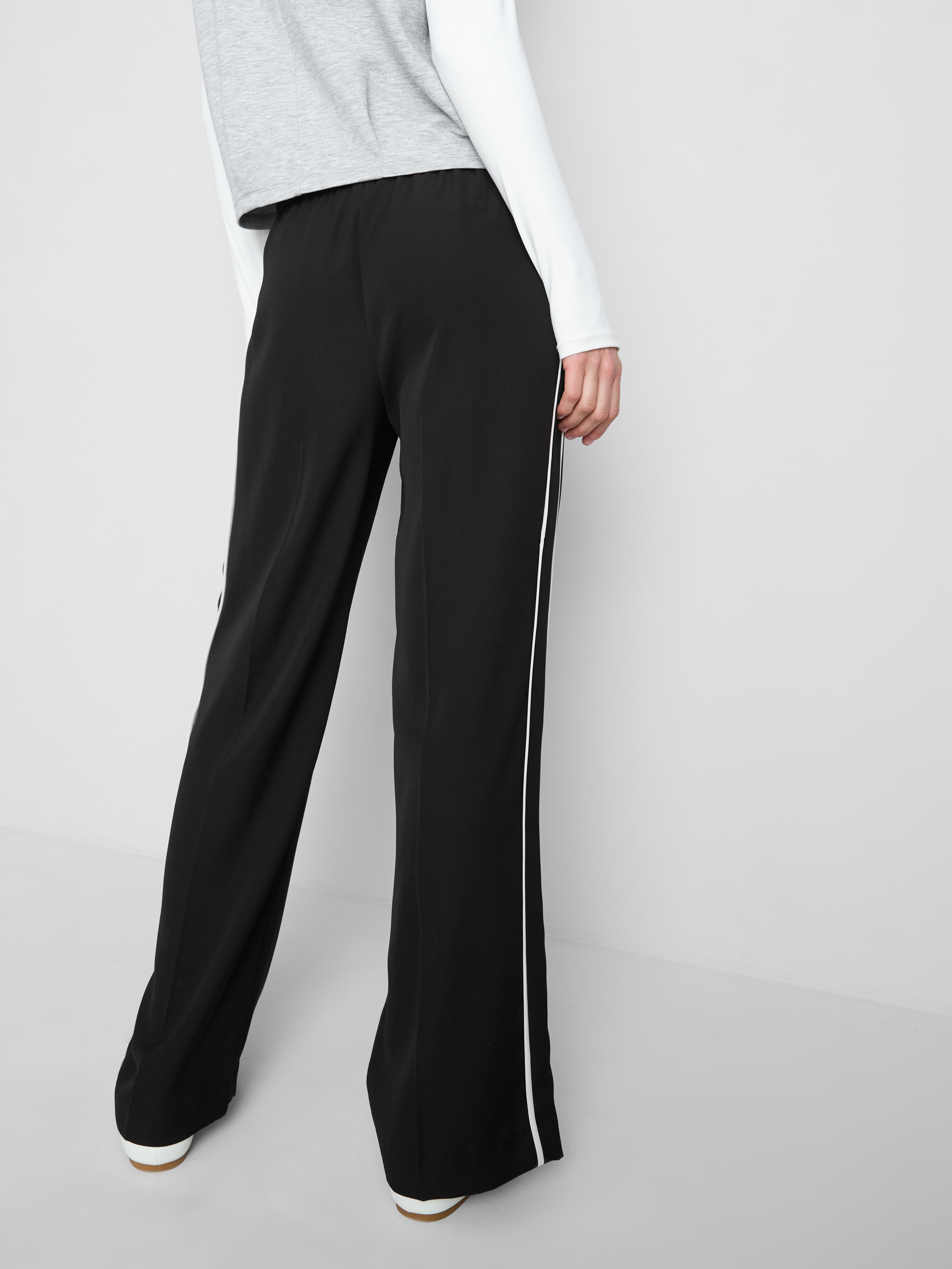 Women's Black Wide-Leg Side-Stripe Pants