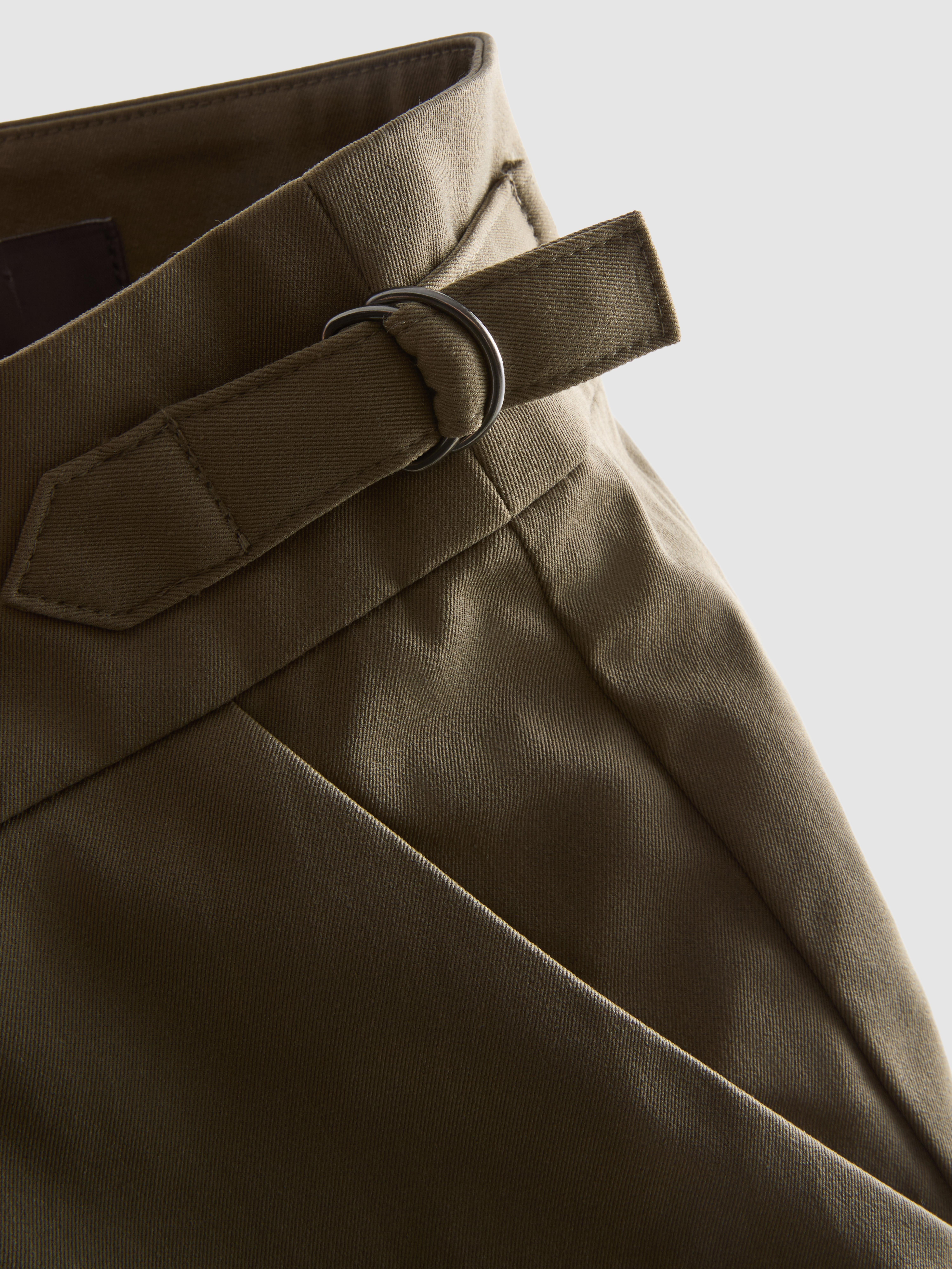 Wide Leg Pleated Belt Detail Pants