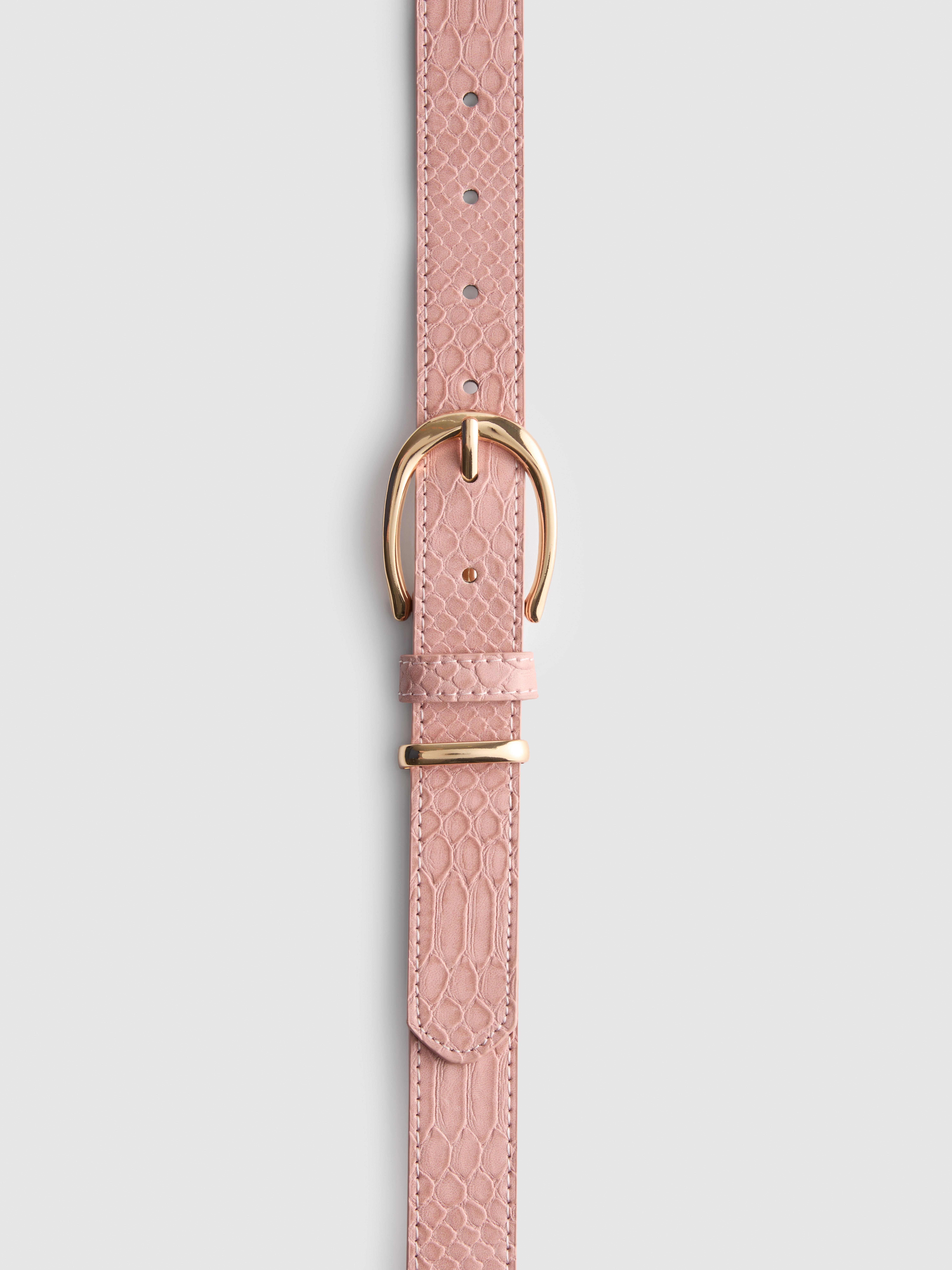 Faux Leather Textured Belt Pink