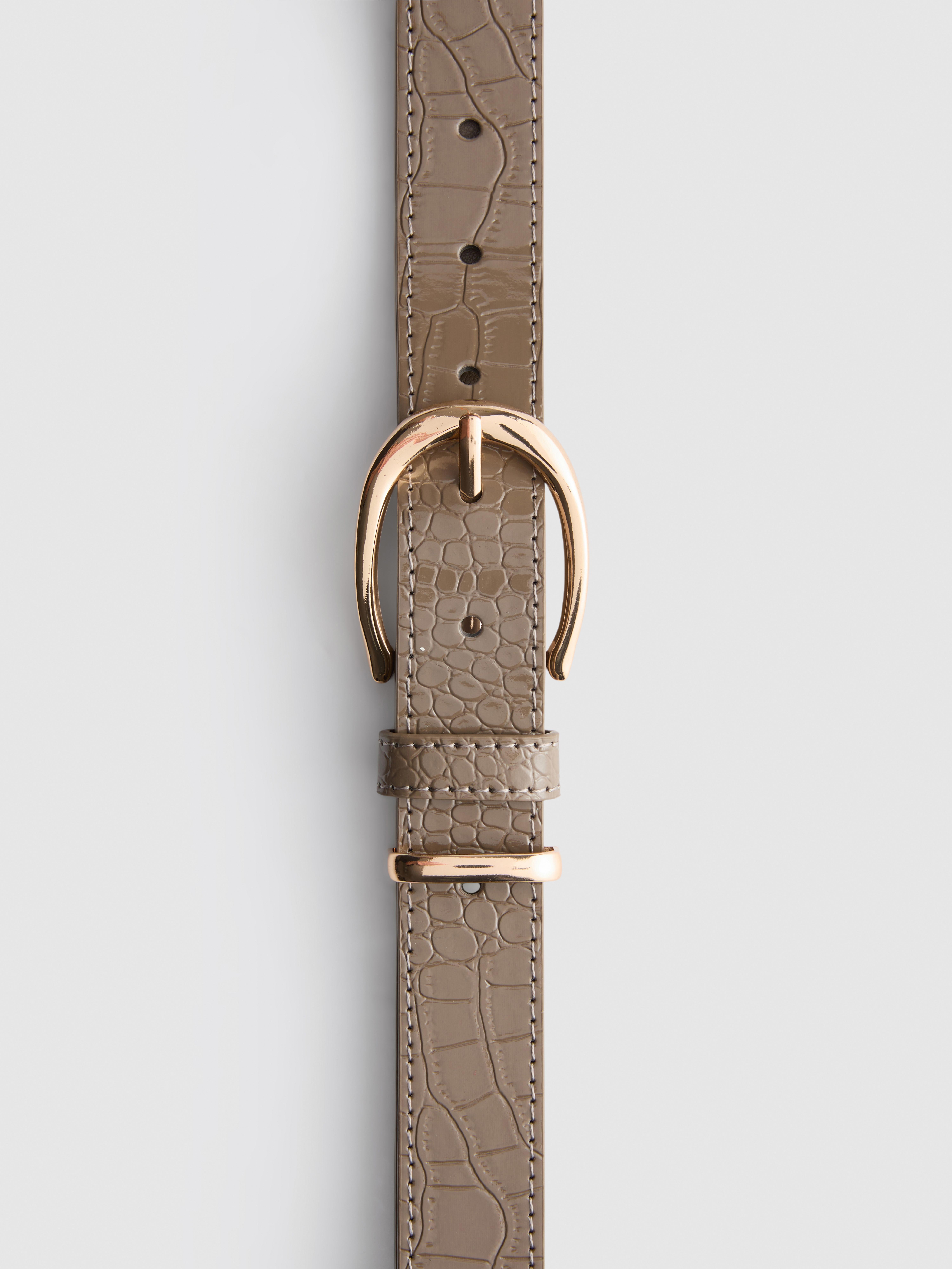 Faux Leather Textured Belt Taupe