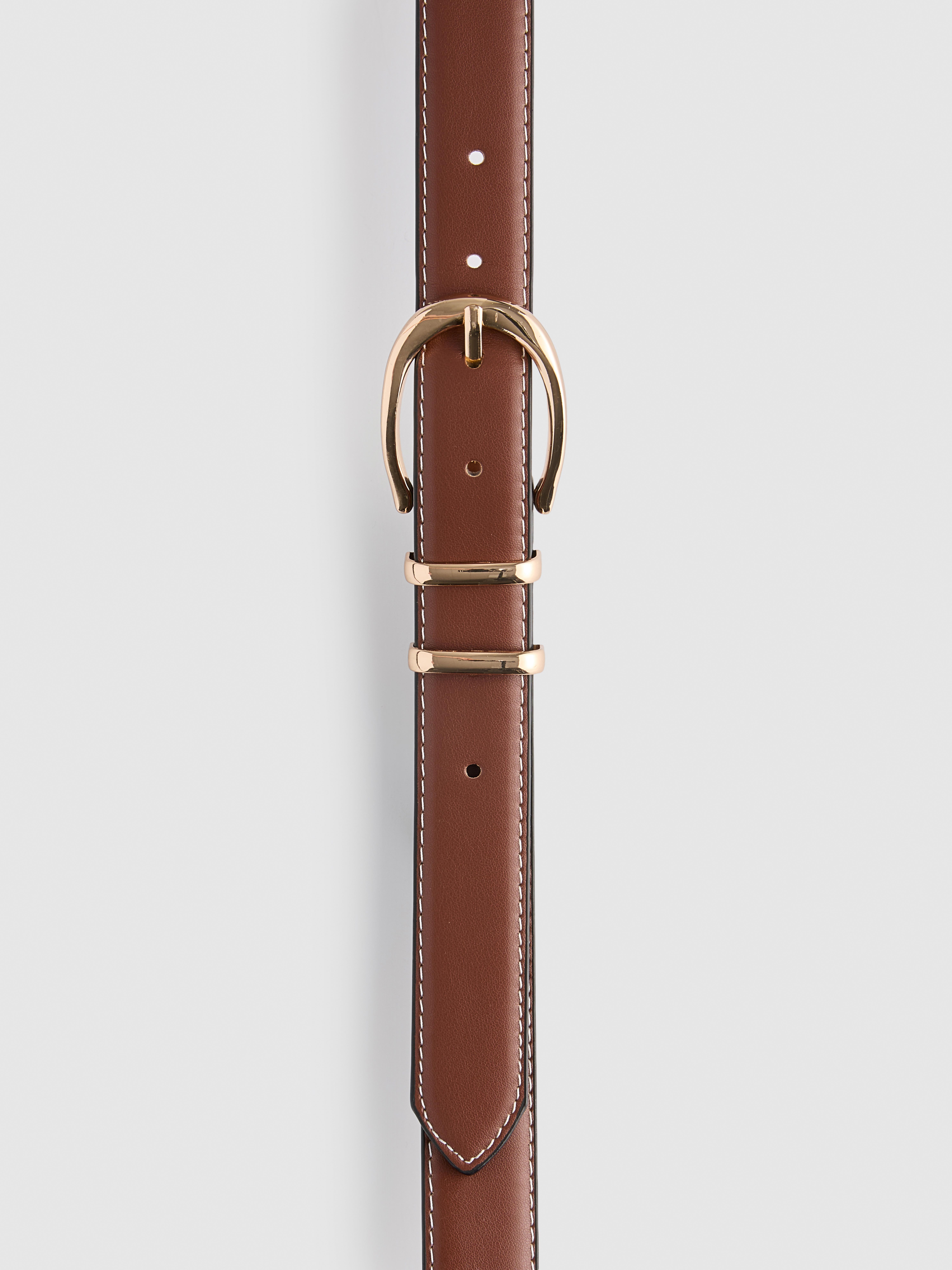 Faux Leather Textured Belt Tan
