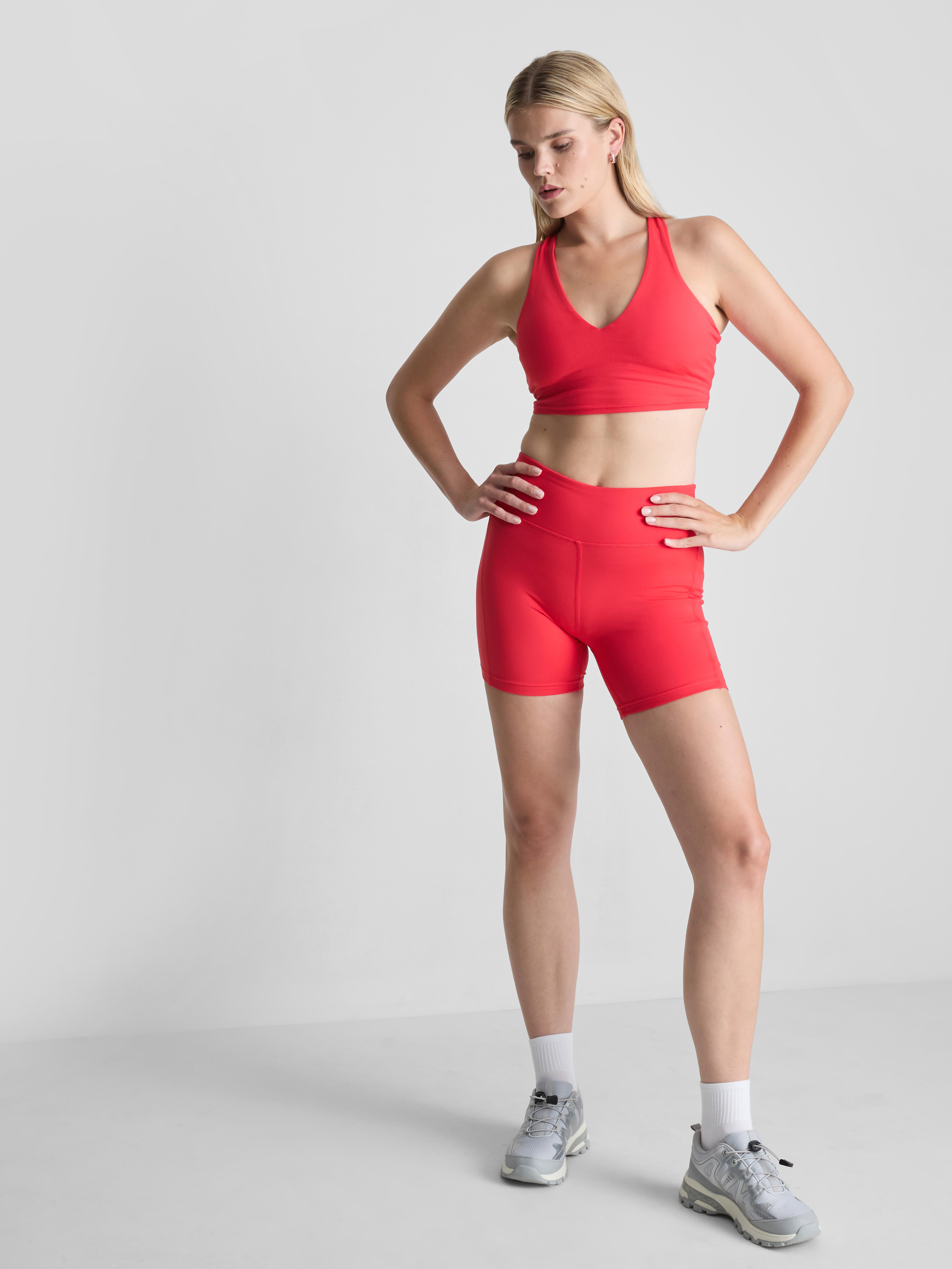 V-Neck Racer Active Crop Top Red