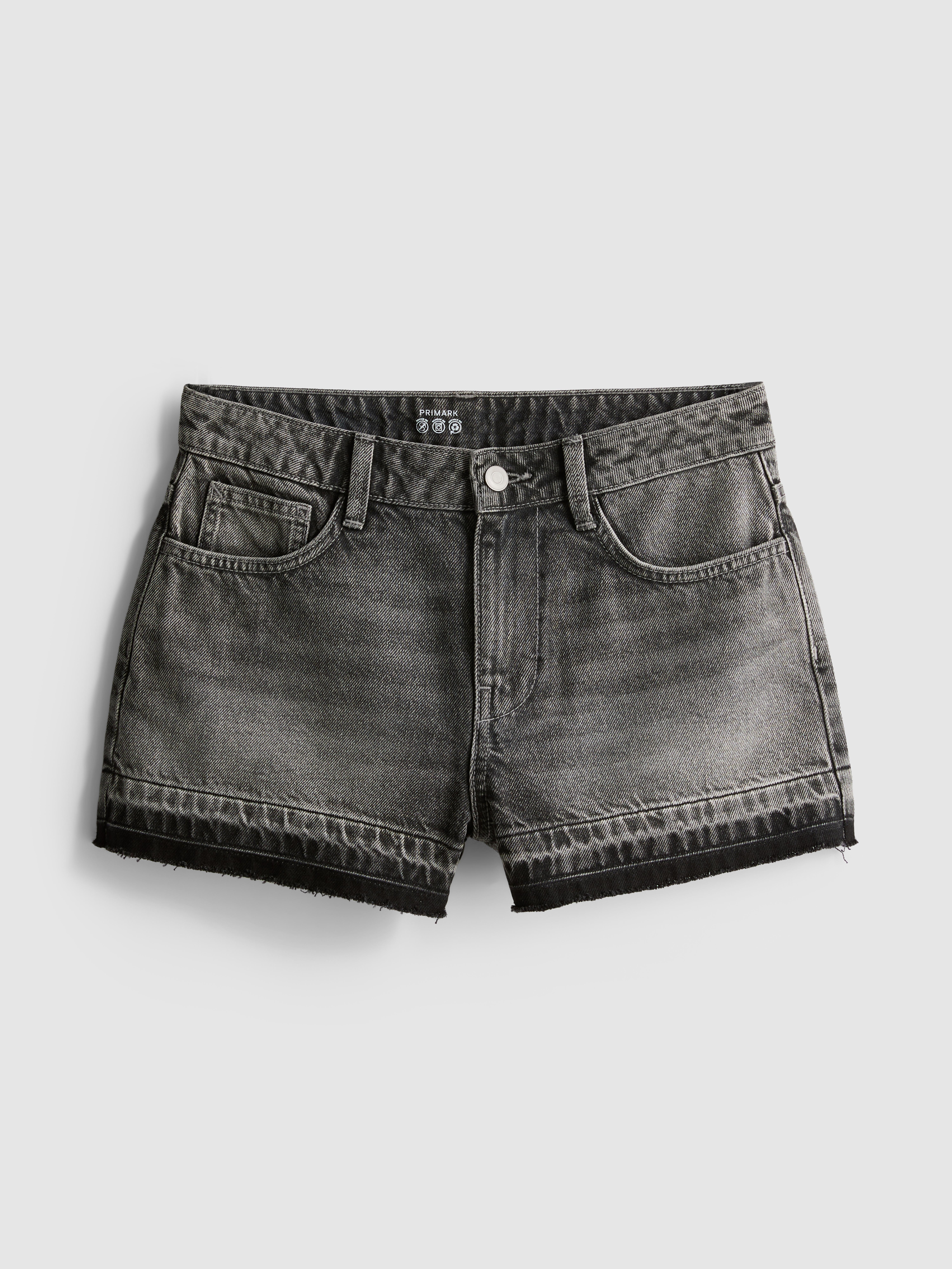 Cotton Denim Raw Hem Shorts