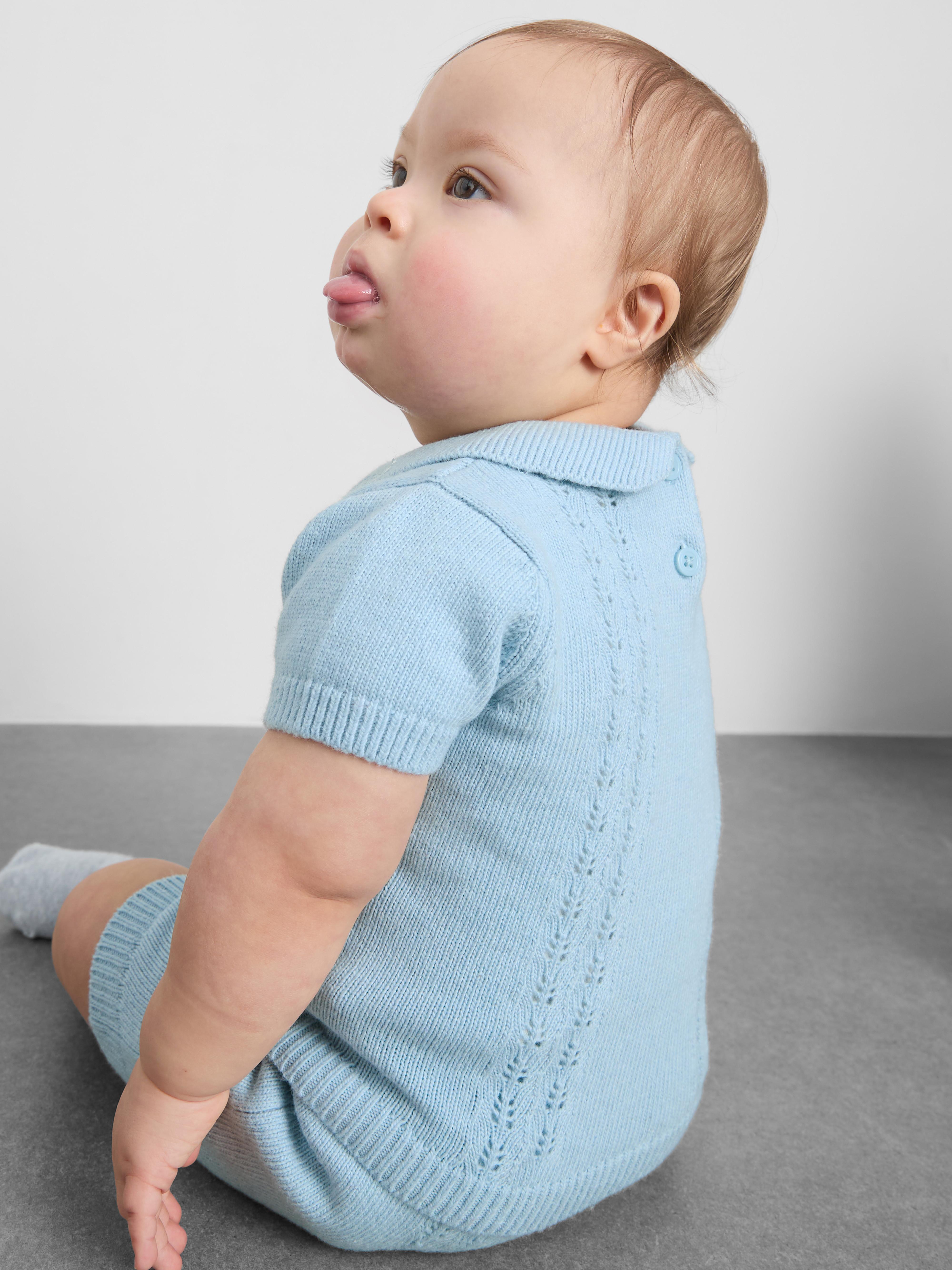 0-9mths | The Edit Knit Collared Top and Shorts Newborn Set