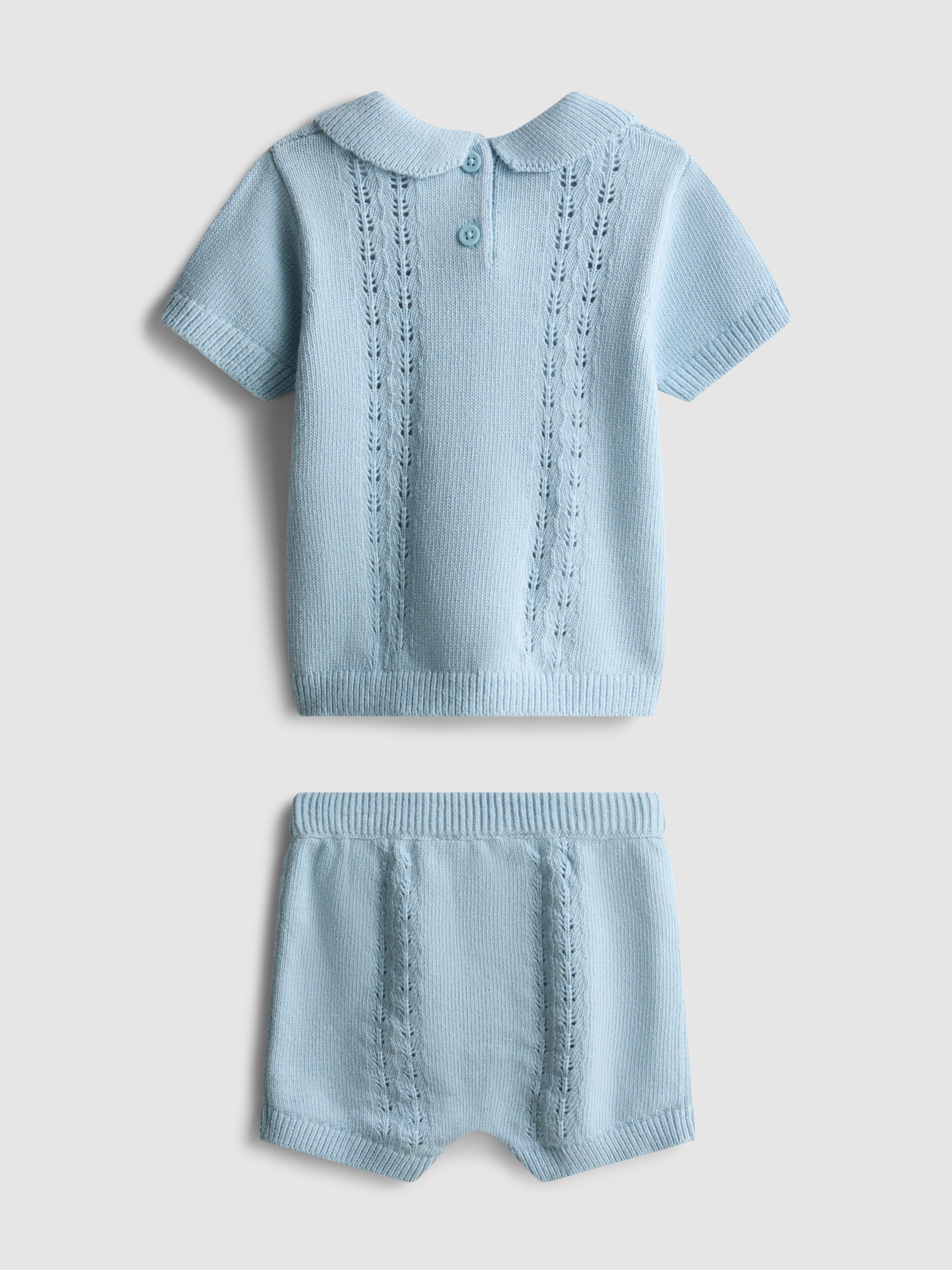 0-9mths | The Edit Knit Collared Top and Shorts Newborn Set