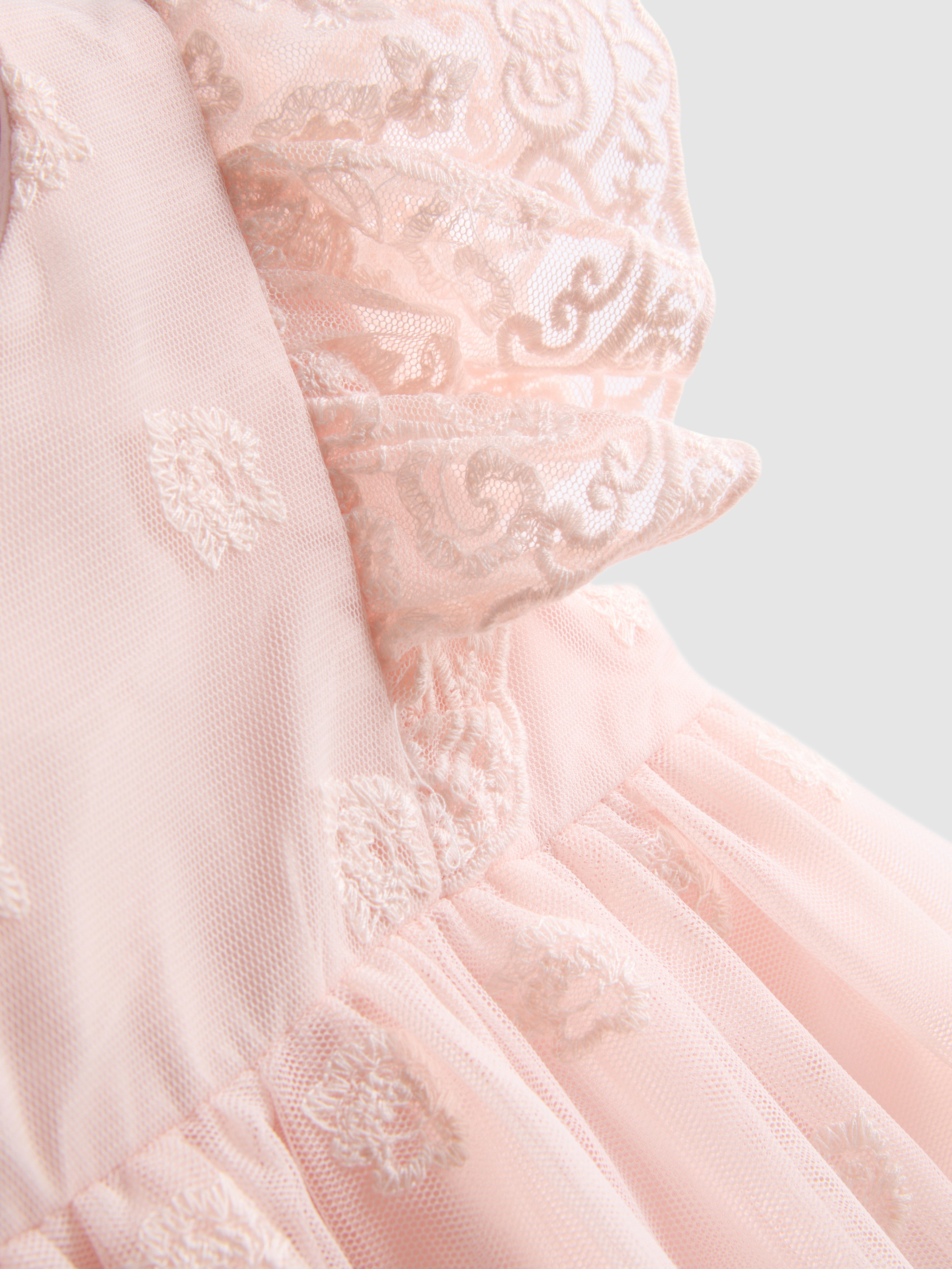 0-18mths | The Edit Lace Ruffle Newborn Smock Dress