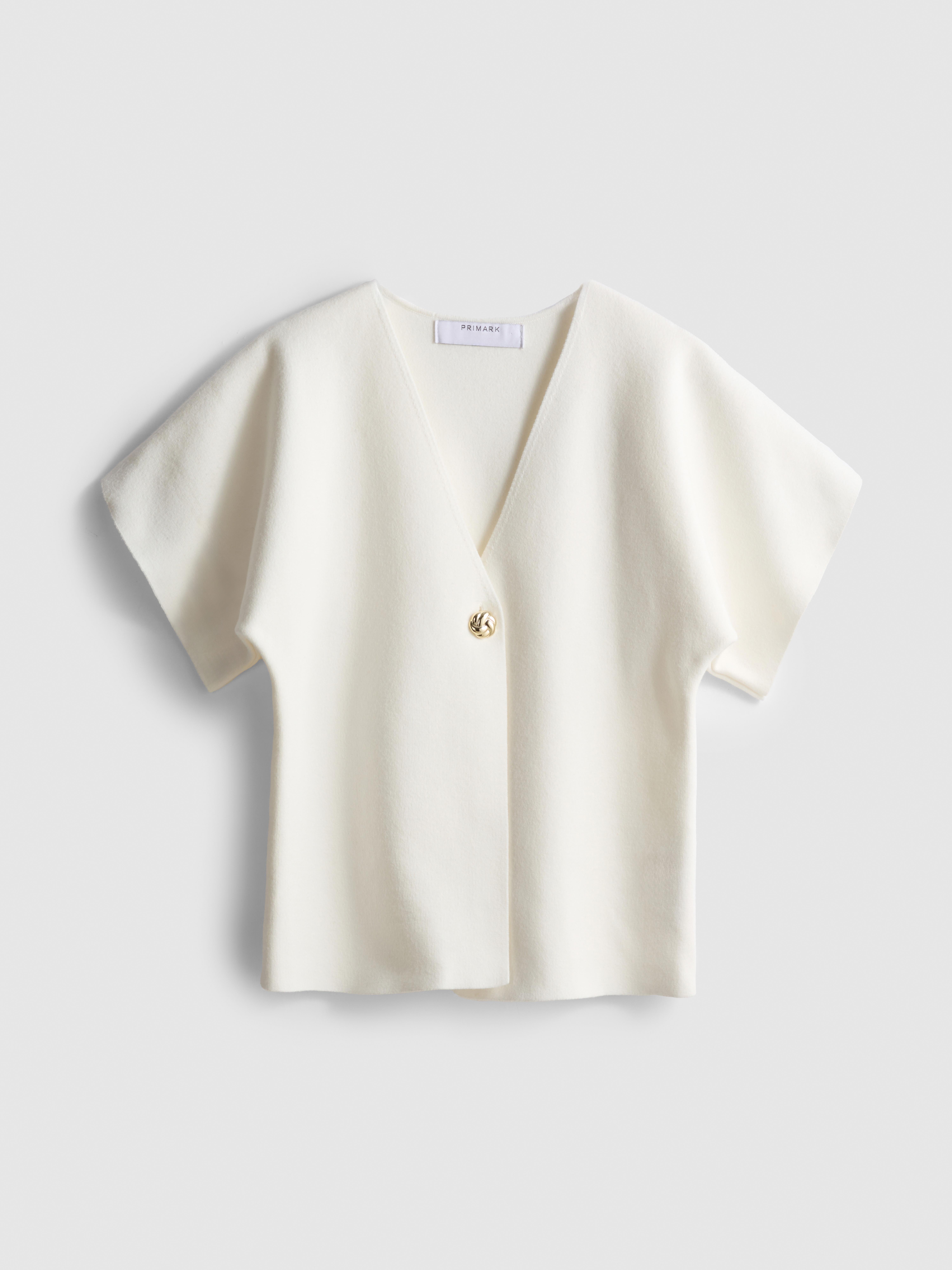 Short Sleeve Batwing Cardigan Ivory