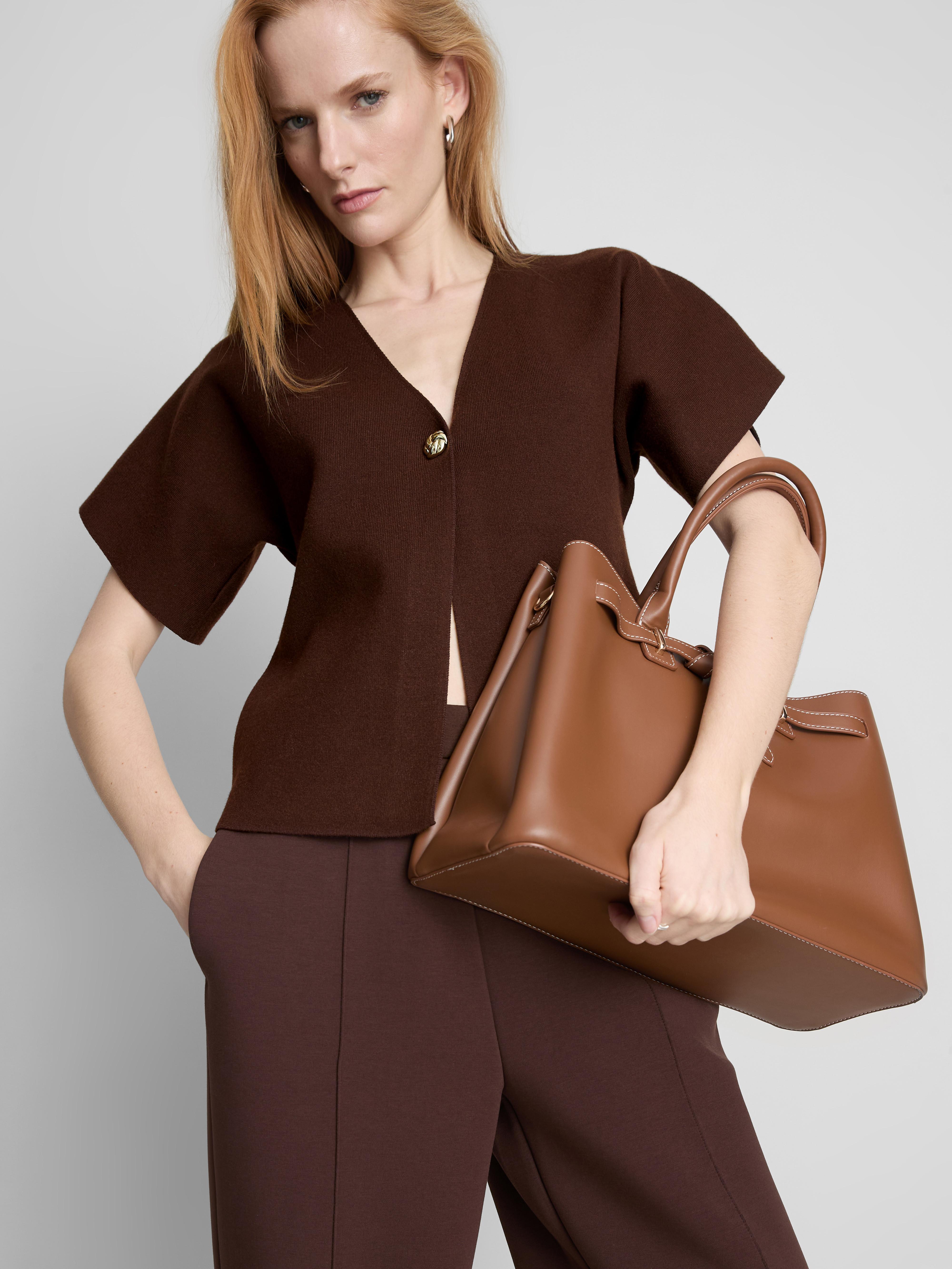 Jopica s kratkimi netopirjastimi rokavi Čokoladna