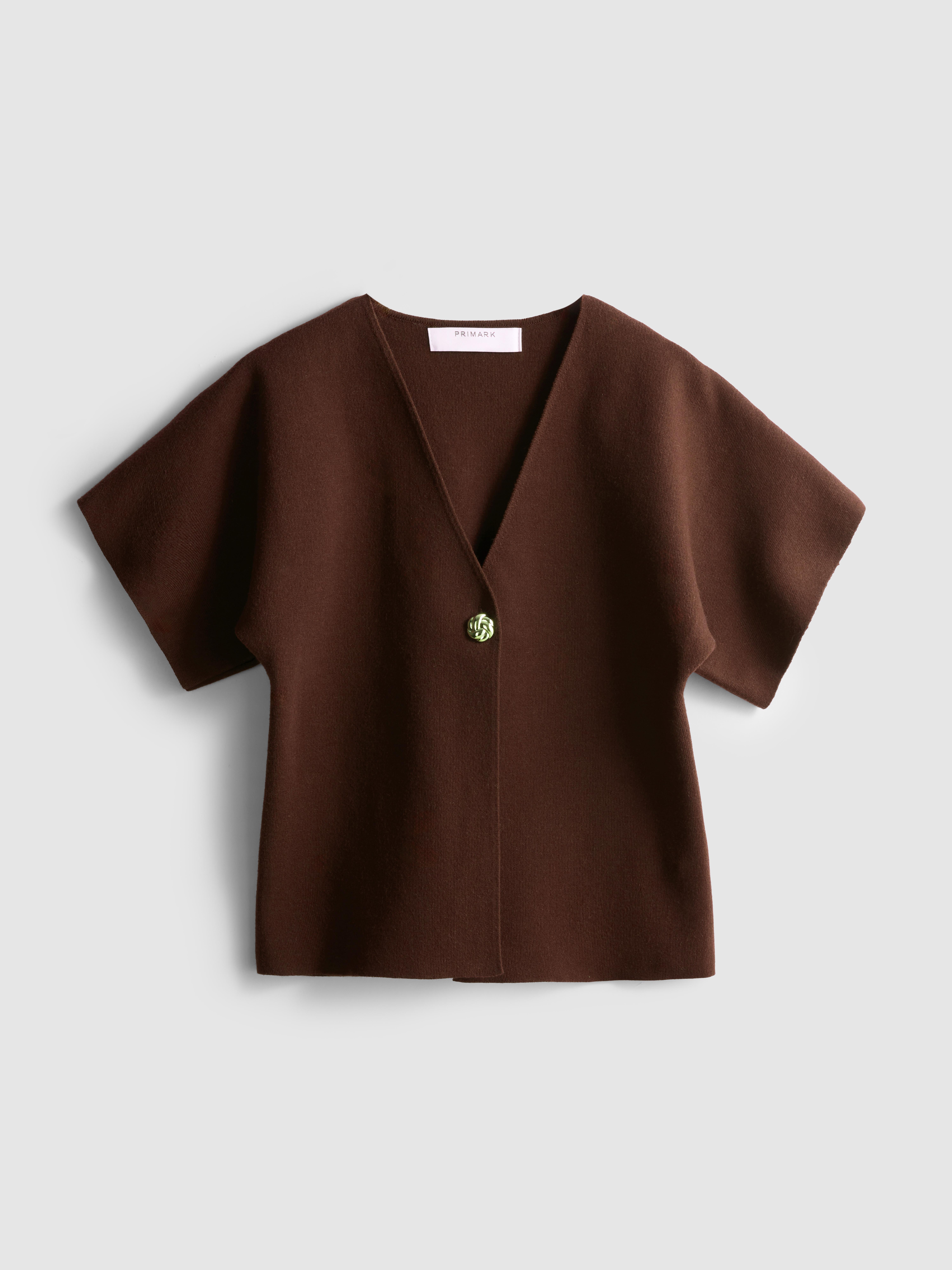 Short Sleeve Batwing Cardigan Chocolate