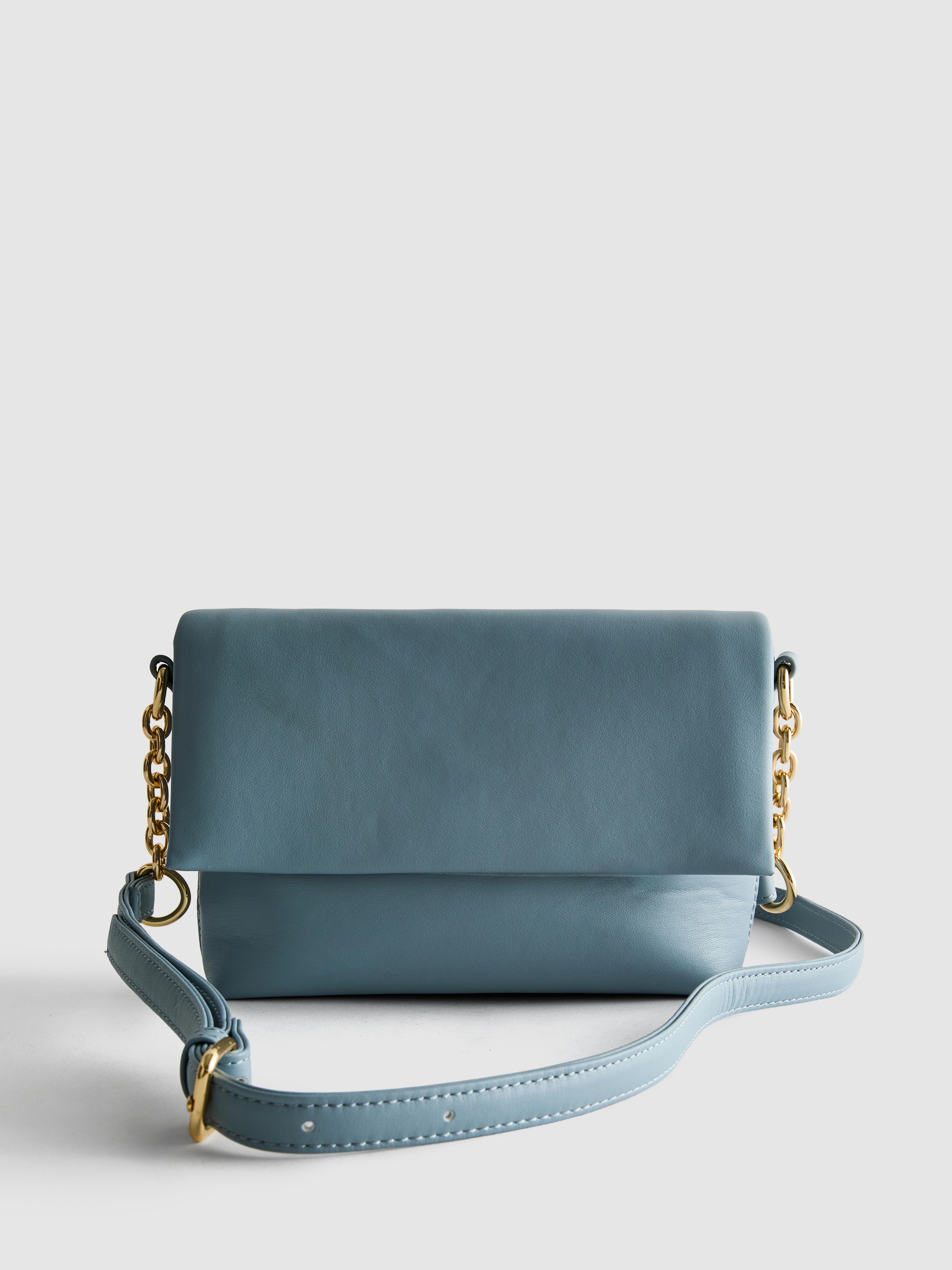 Women's Light Blue Flapover Crossbody Purse
