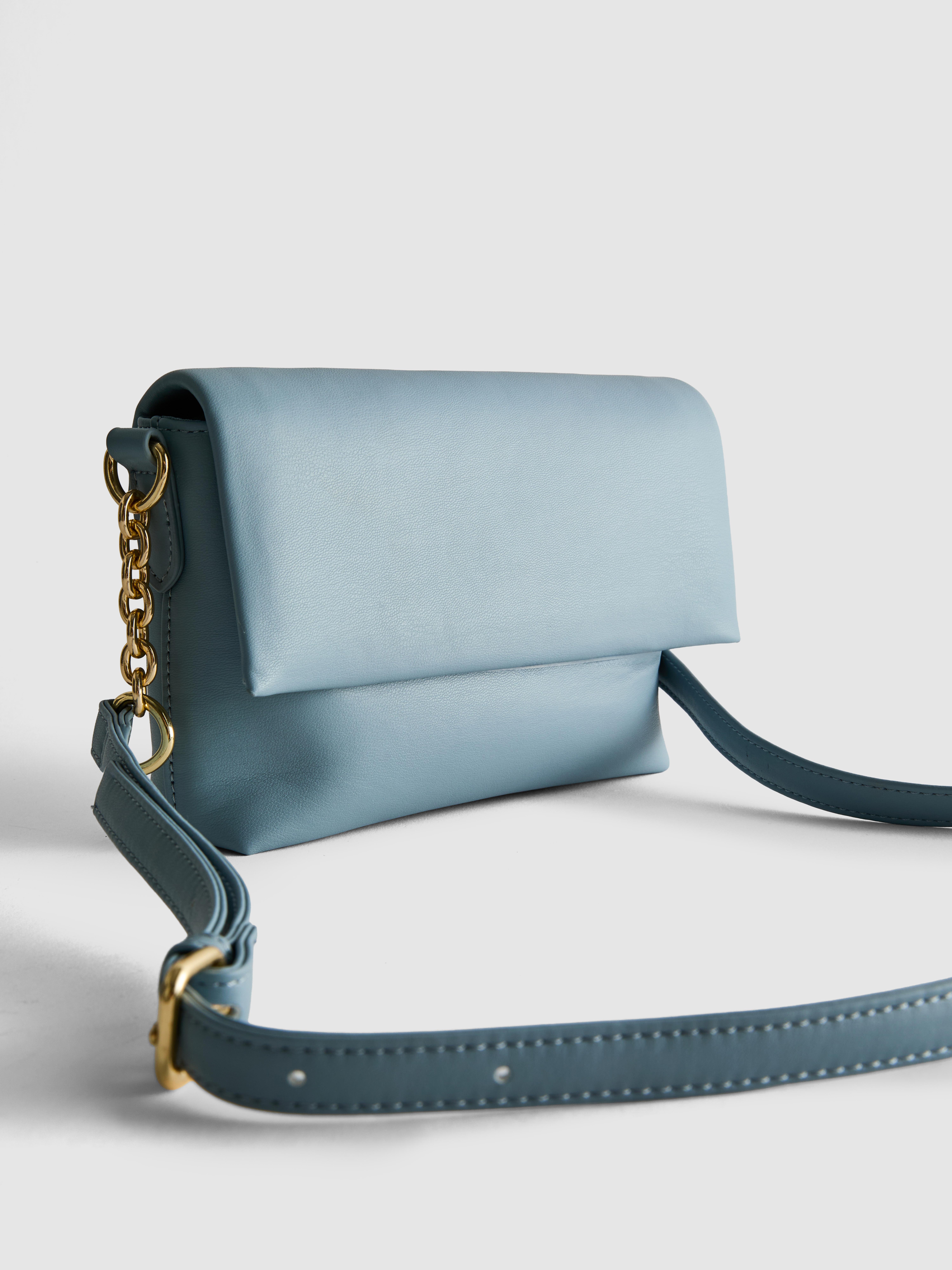 Women's Light Blue Flapover Crossbody Purse