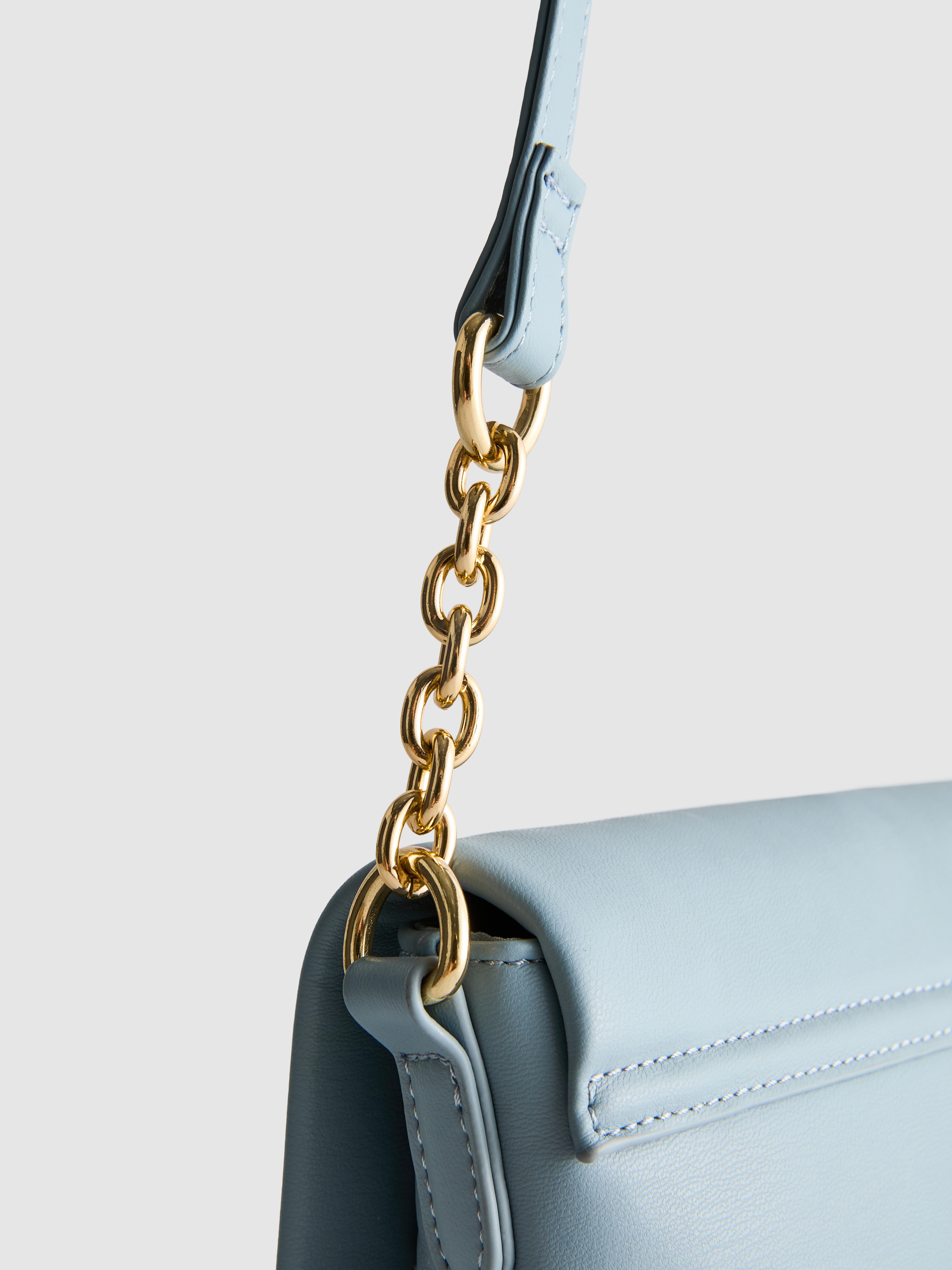 Women's Light Blue Flapover Crossbody Purse