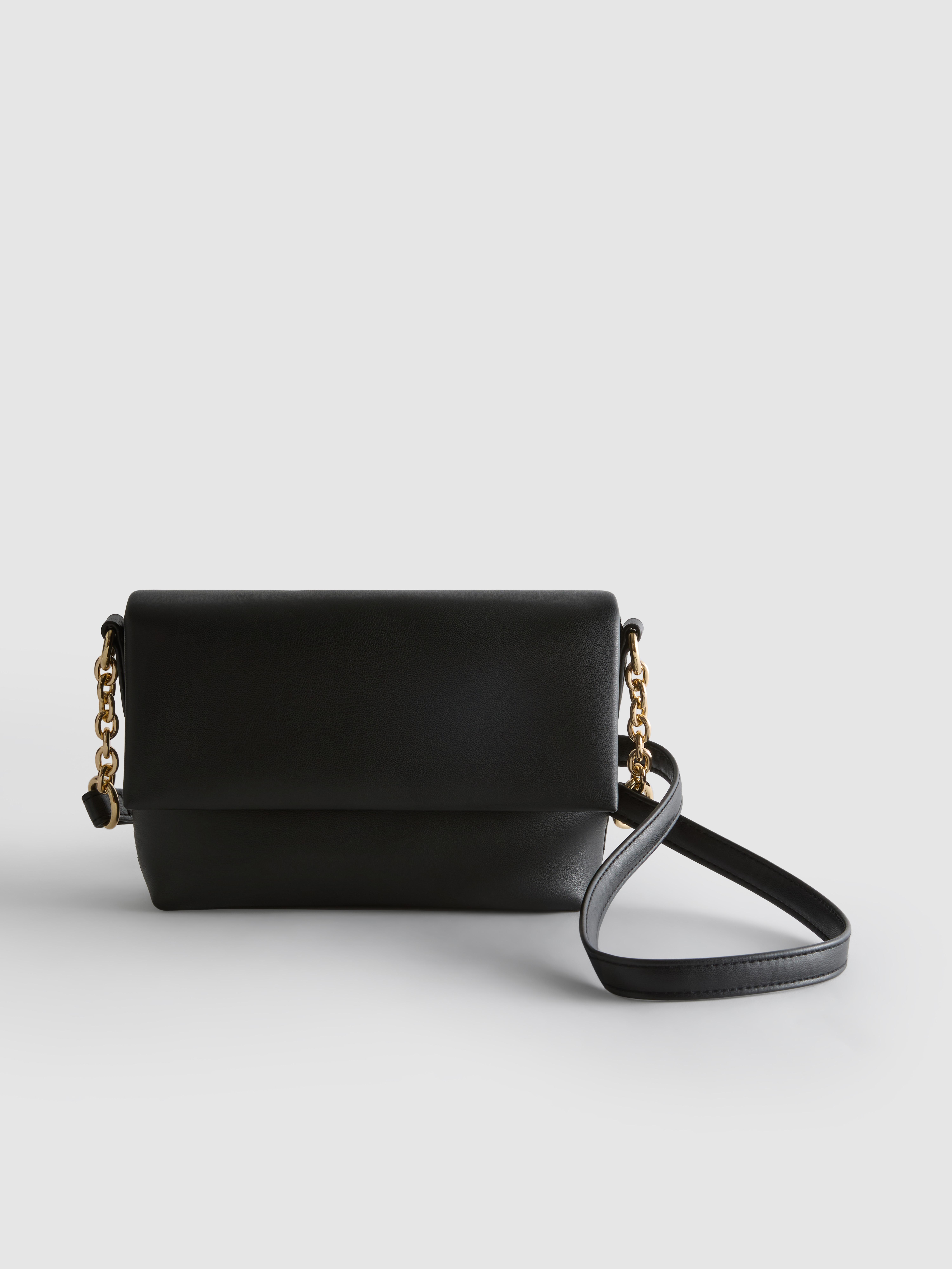 Women's Black Flapover Crossbody Purse