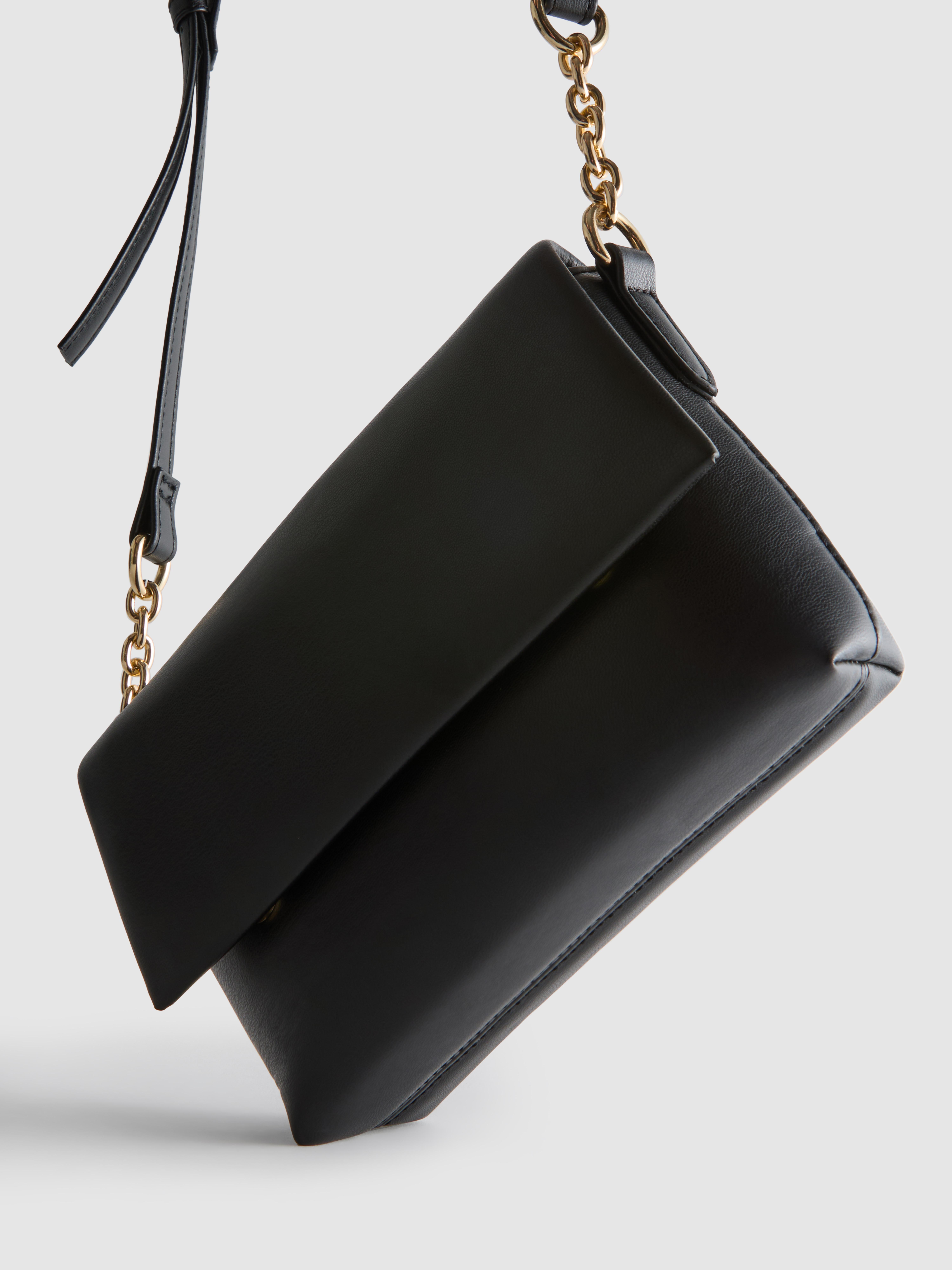 Women's Black Flapover Crossbody Purse