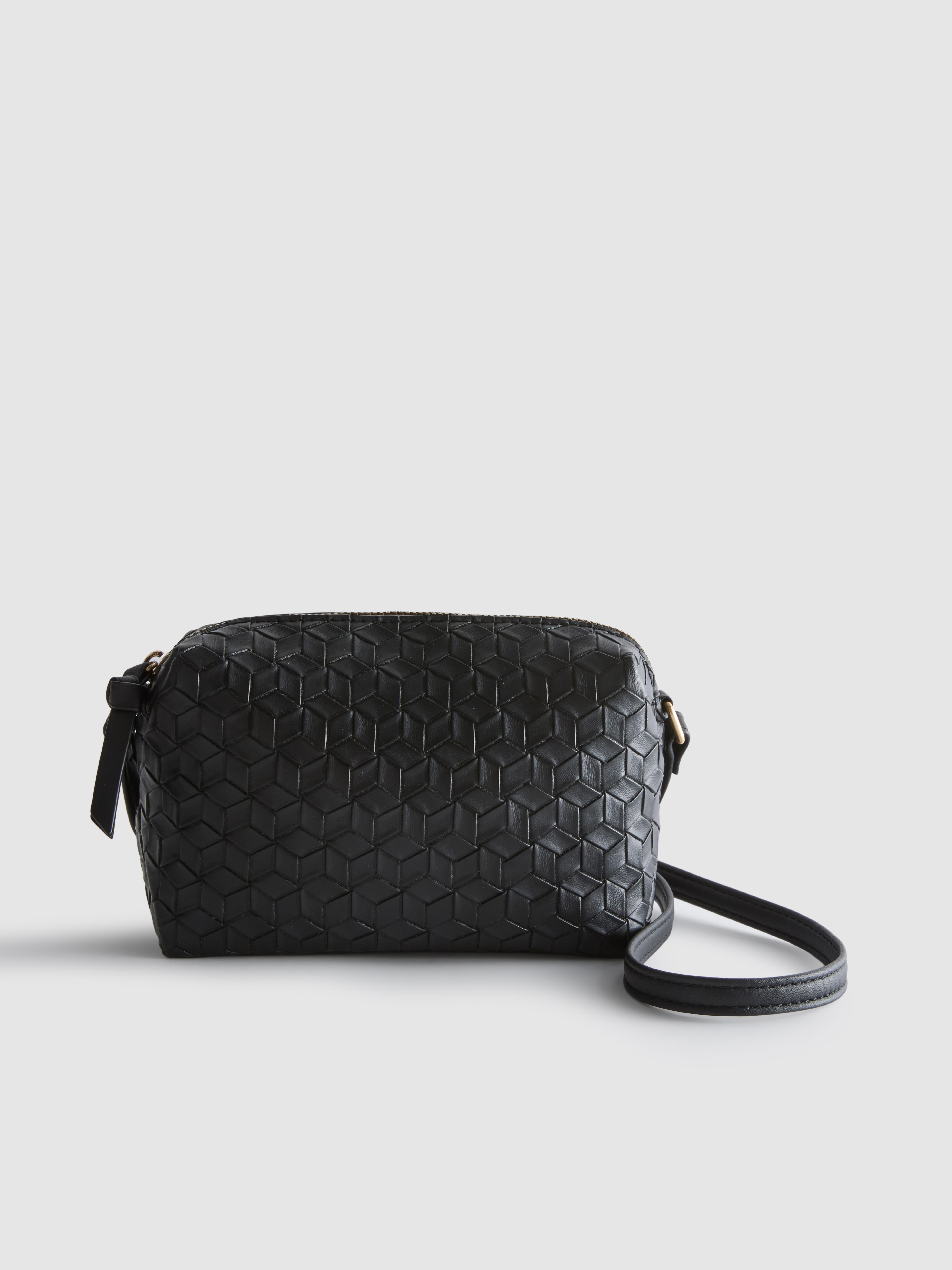 Womens Black Weave-Effect Crossbody Bag | Primark