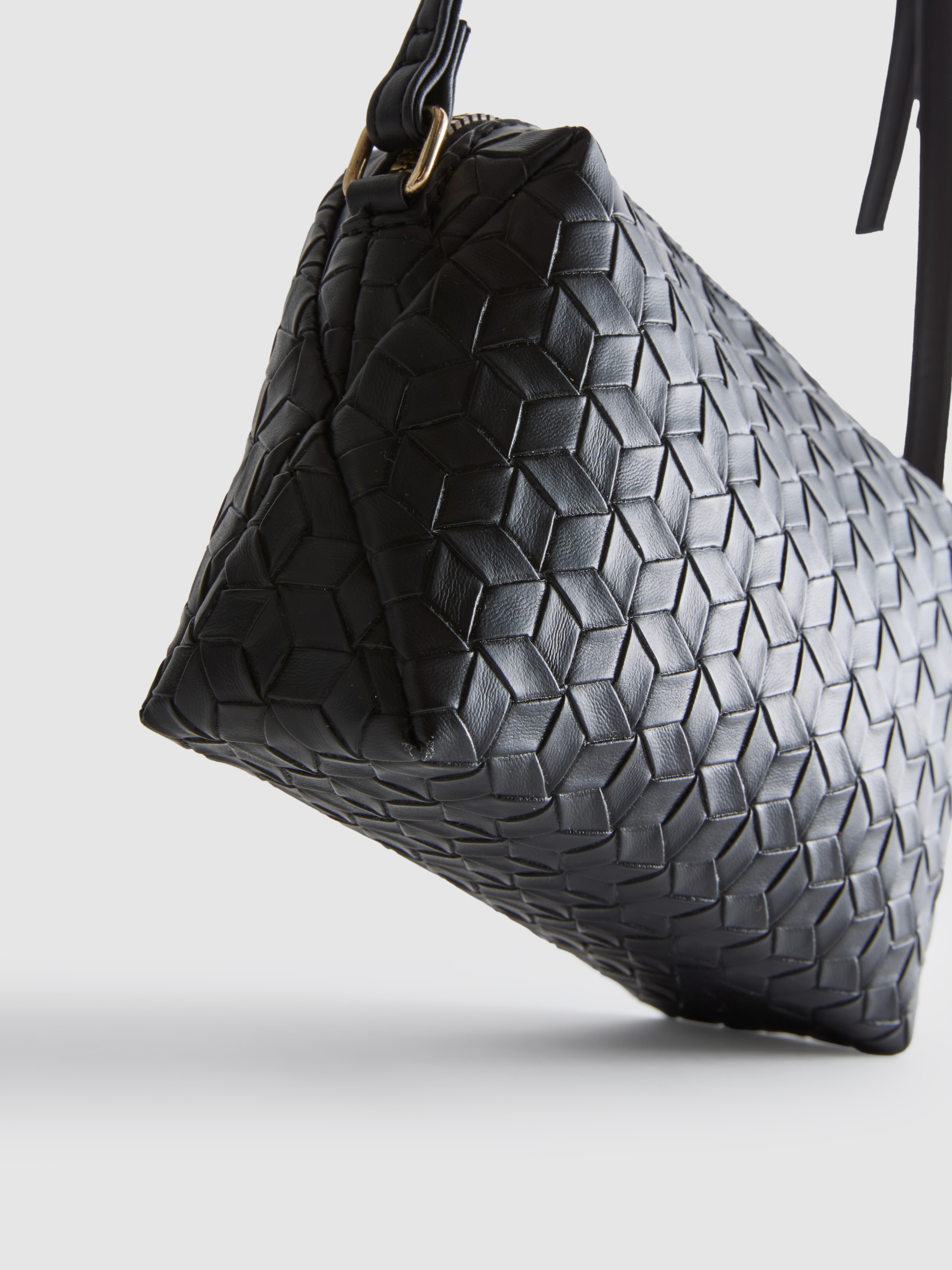 Womens Black Weave-Effect Crossbody Bag | Primark