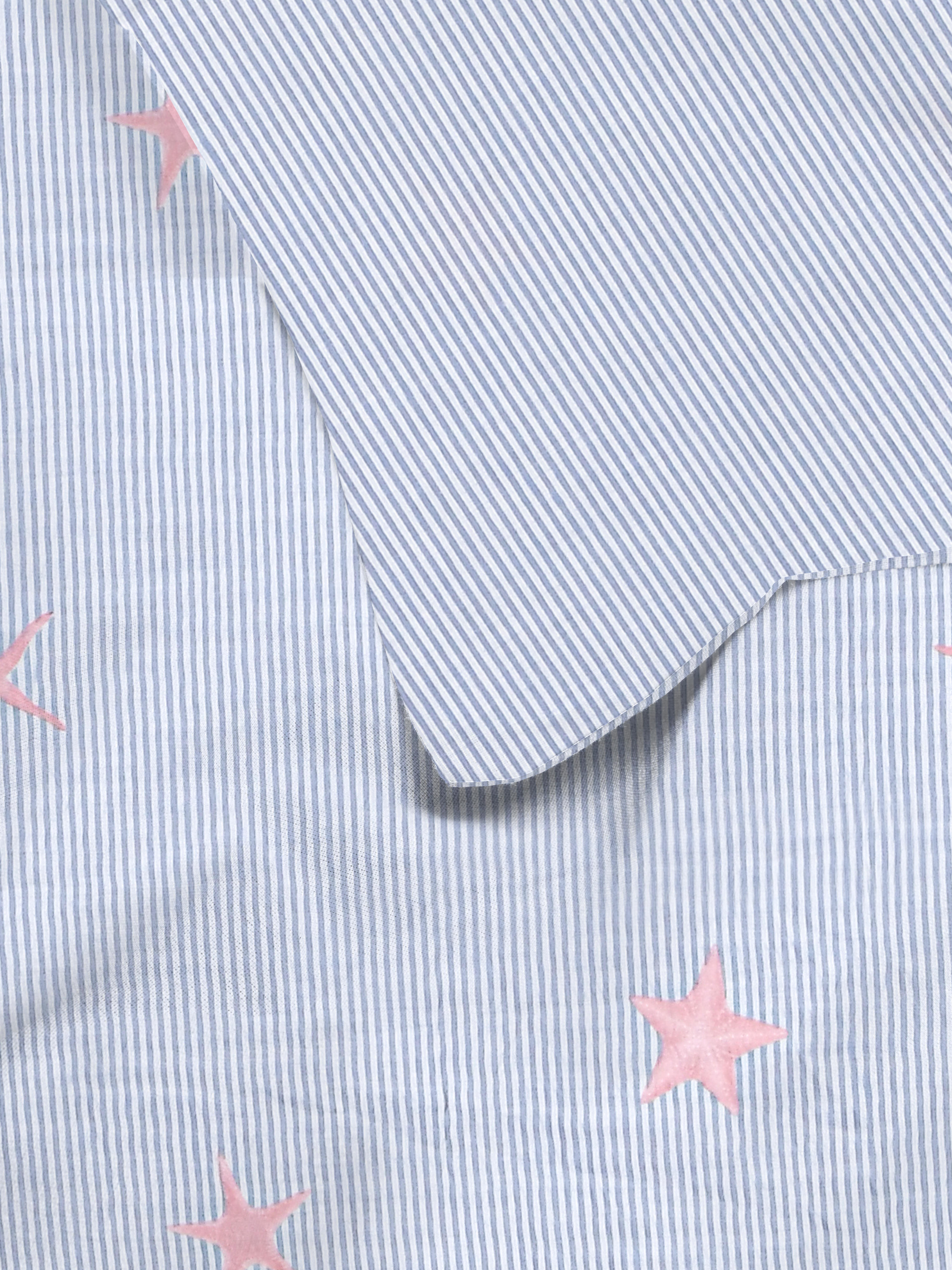 Seersucker-Bettwäscheset mit Streifen- und Seesternmuster, Doppelbett
