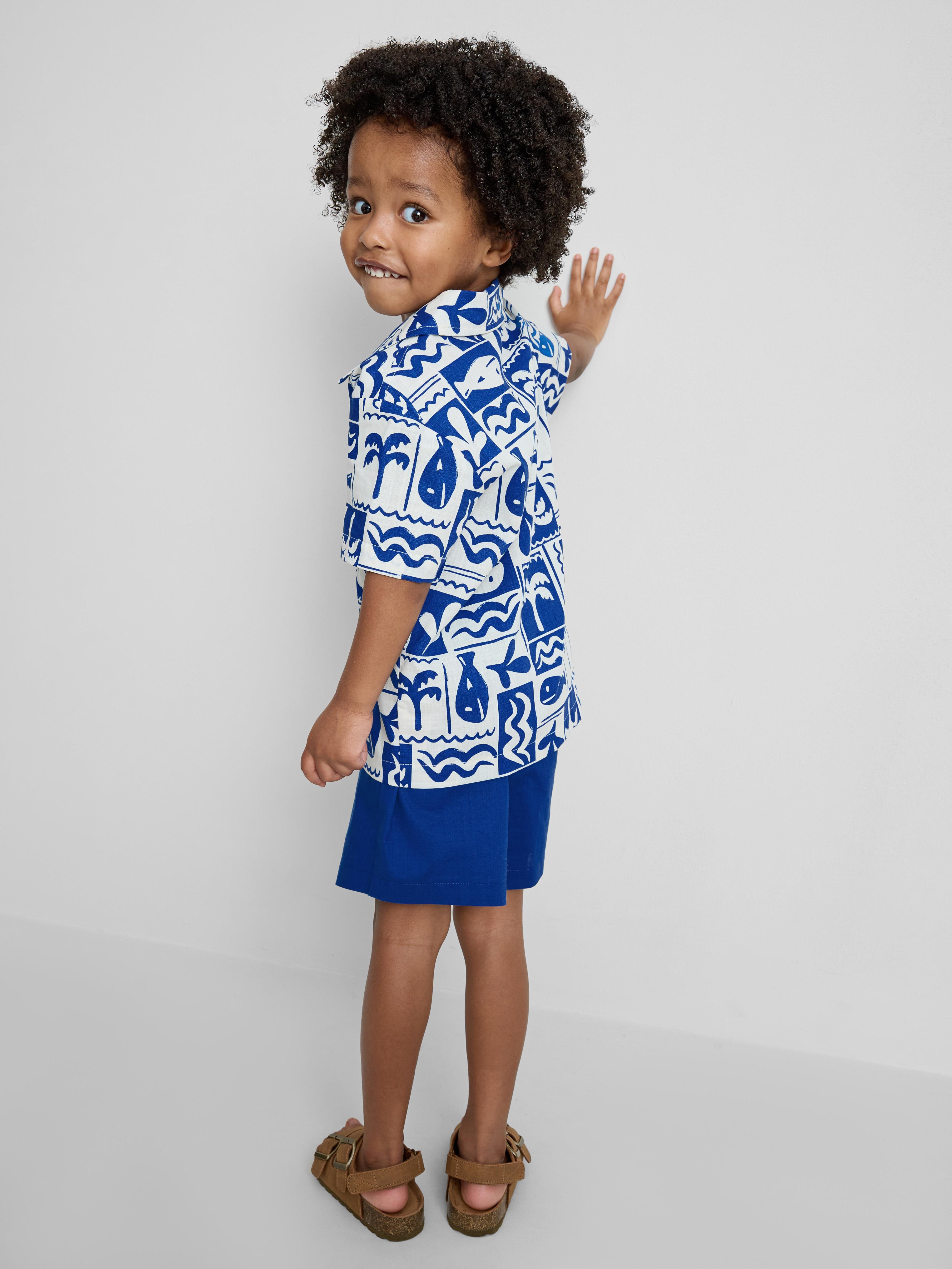 1.5-8yrs | Slub Cotton Shirt and Shorts Set