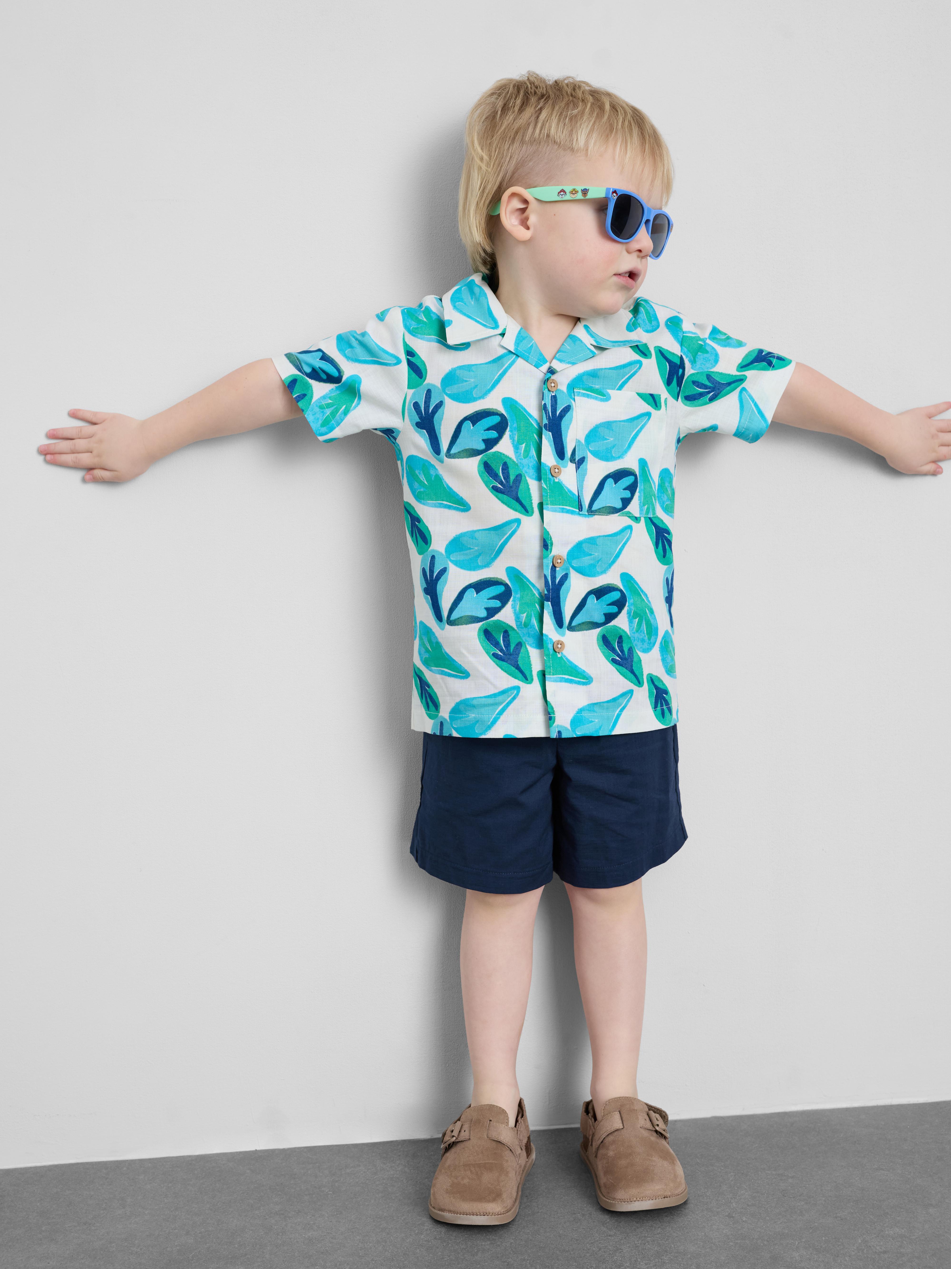 1,5-8 anni | Set camicia e pantaloncini in cotone mélange