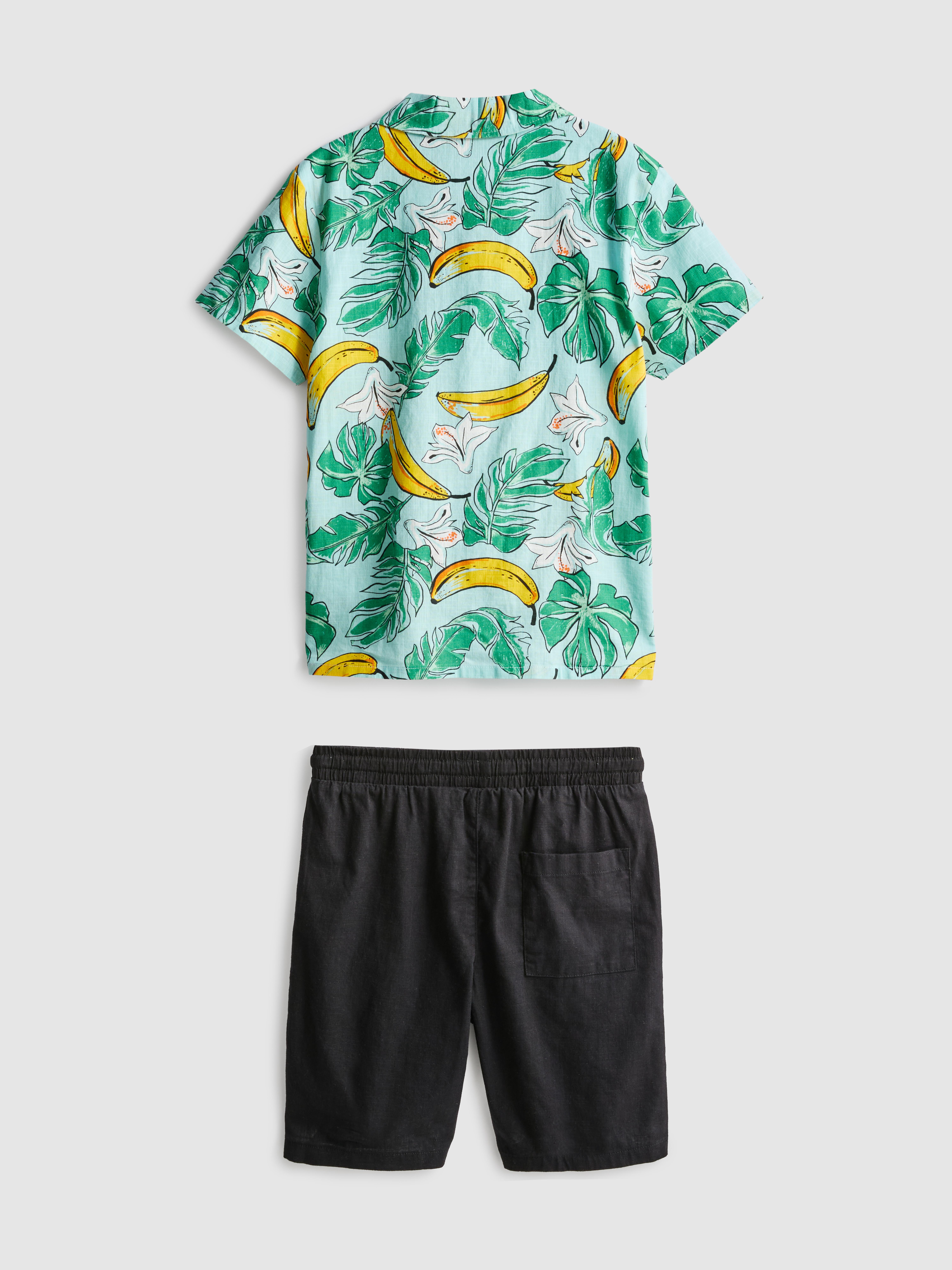 7-15 jr | Set van overhemd en short met print