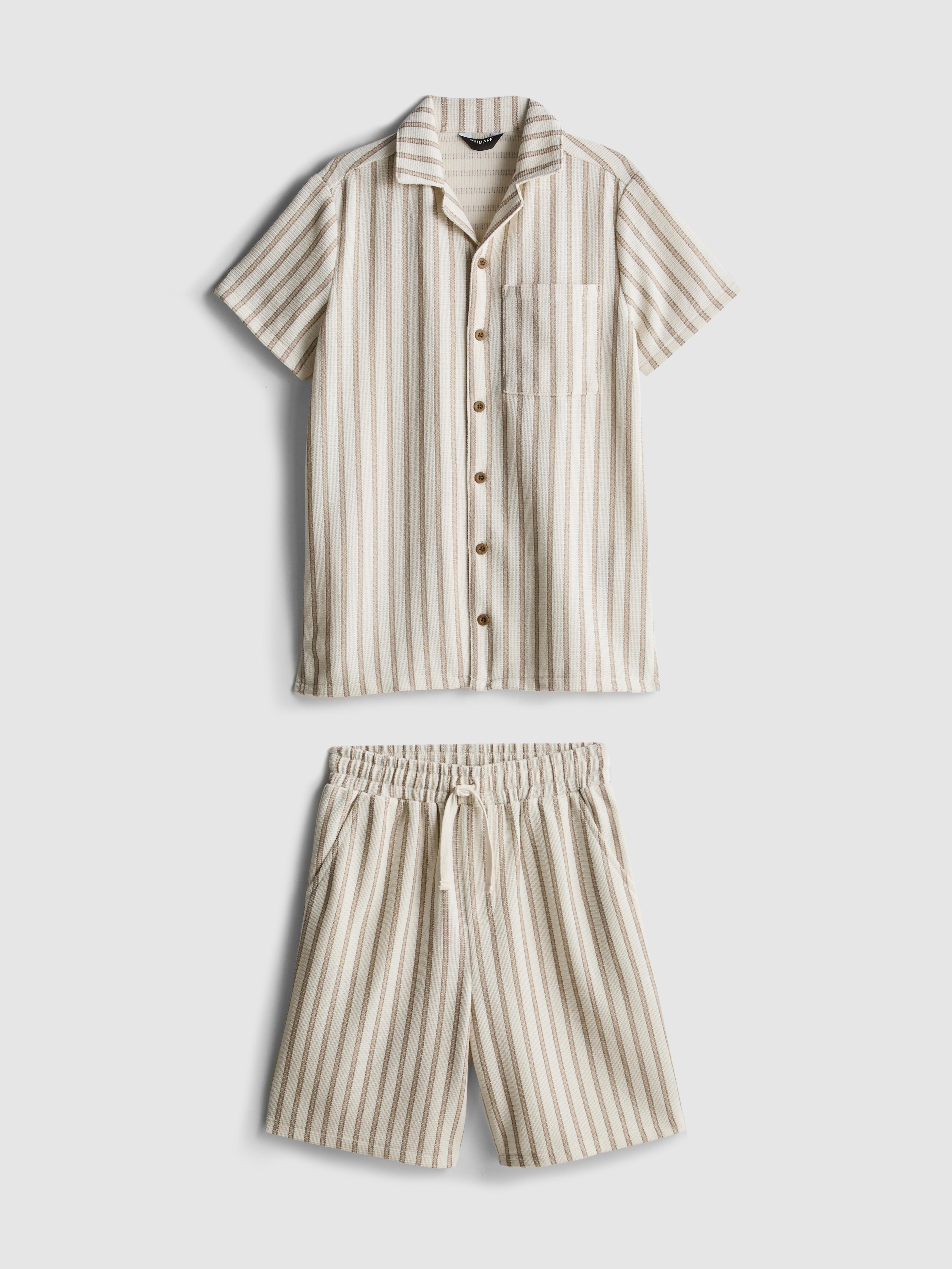 7-15yrs | Stripe Knit Shirt and Shorts Set