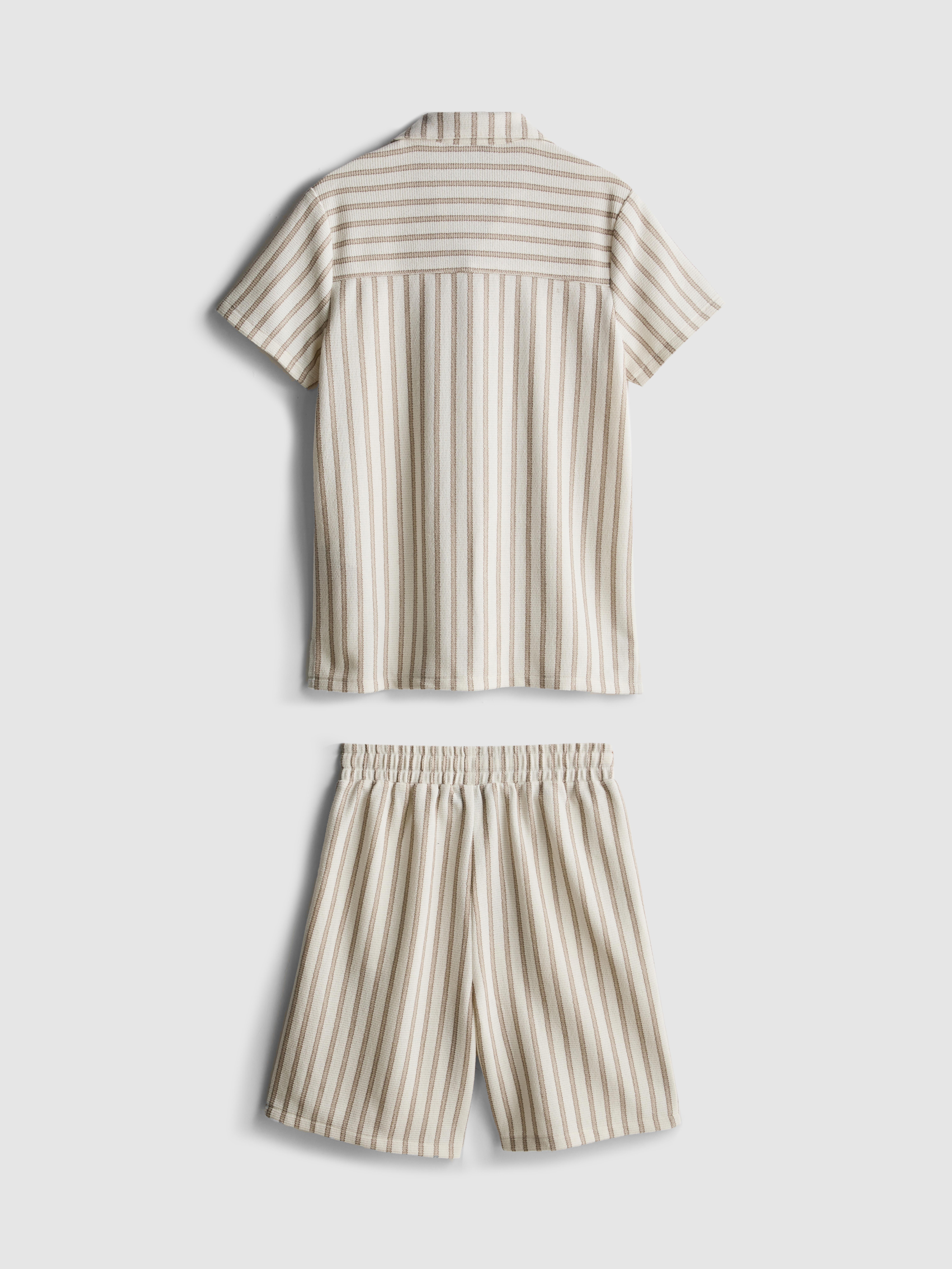 7-15yrs | Stripe Knit Shirt and Shorts Set