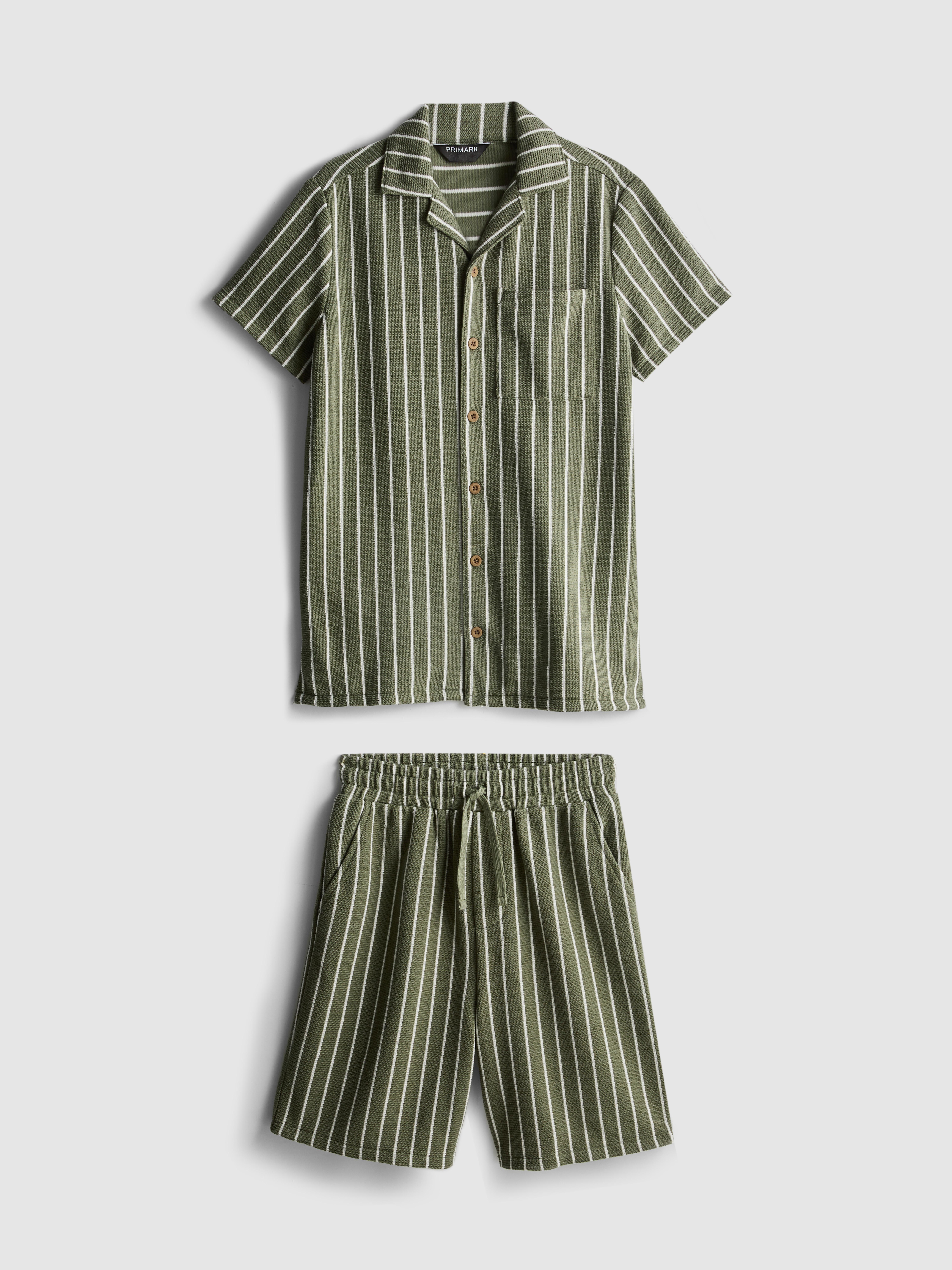 7-15yrs | Stripe Knit Shirt and Shorts Set