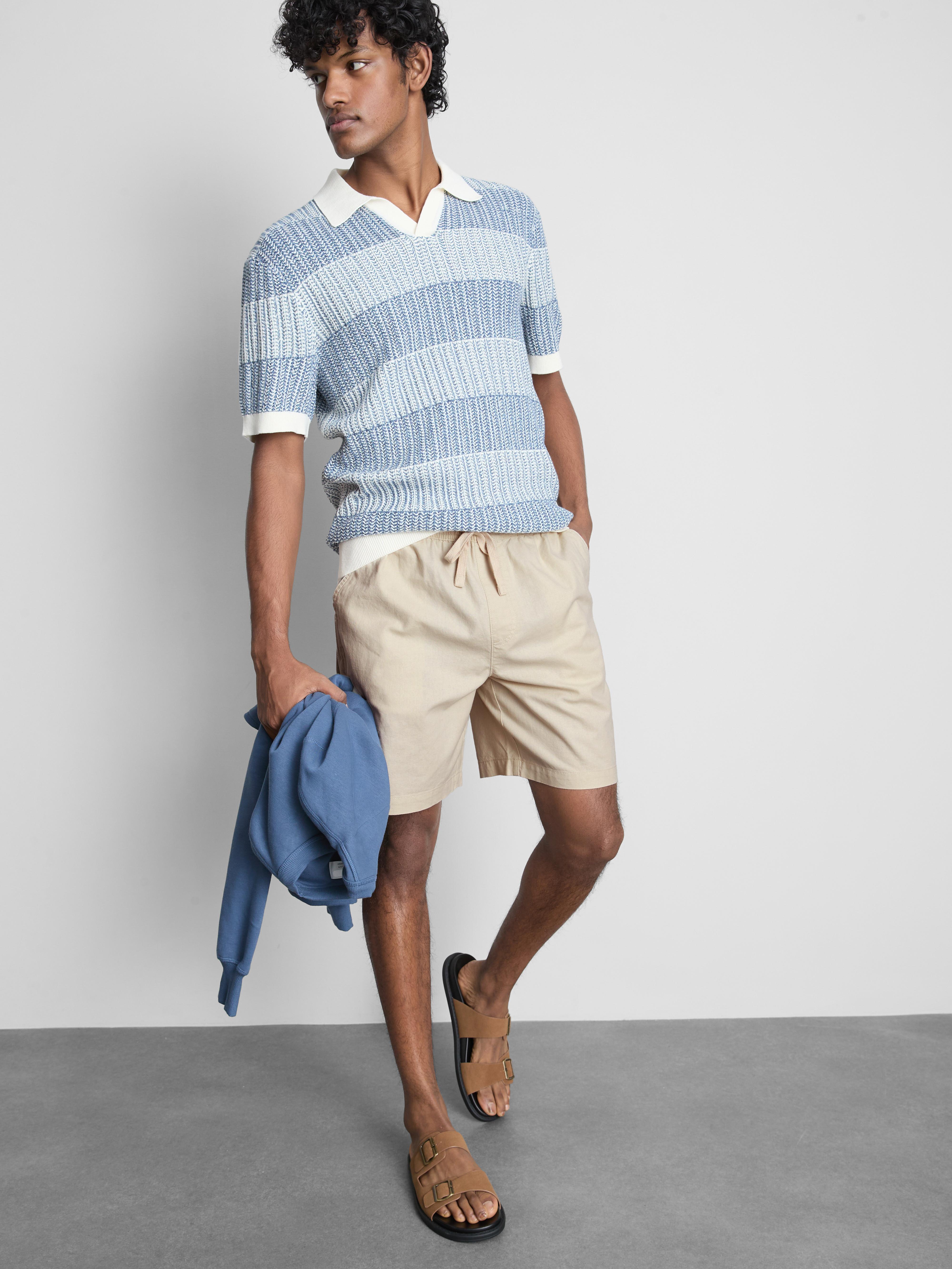 Linen Blend Drawstring Shorts