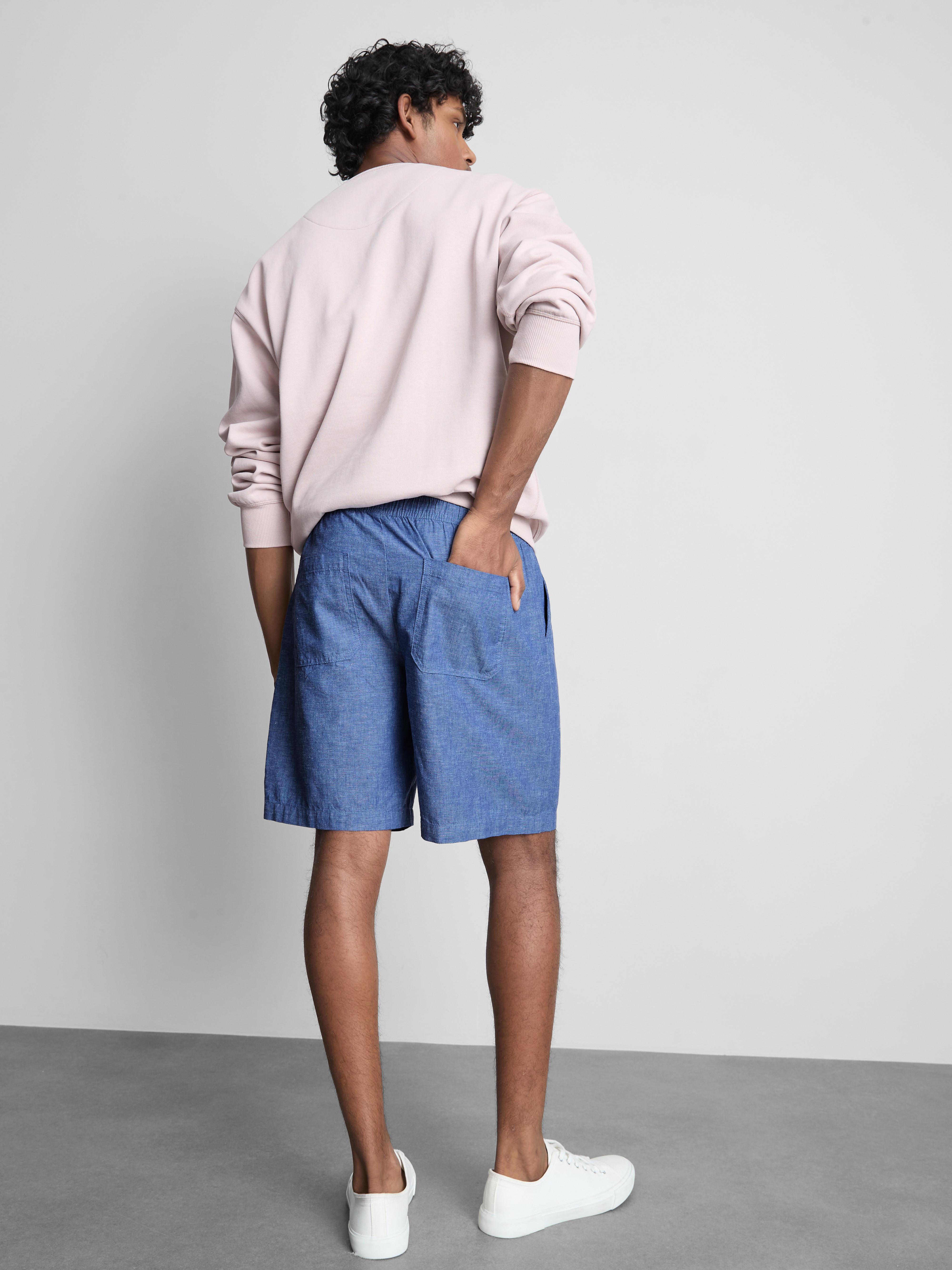 Linen Blend Drawstring Shorts