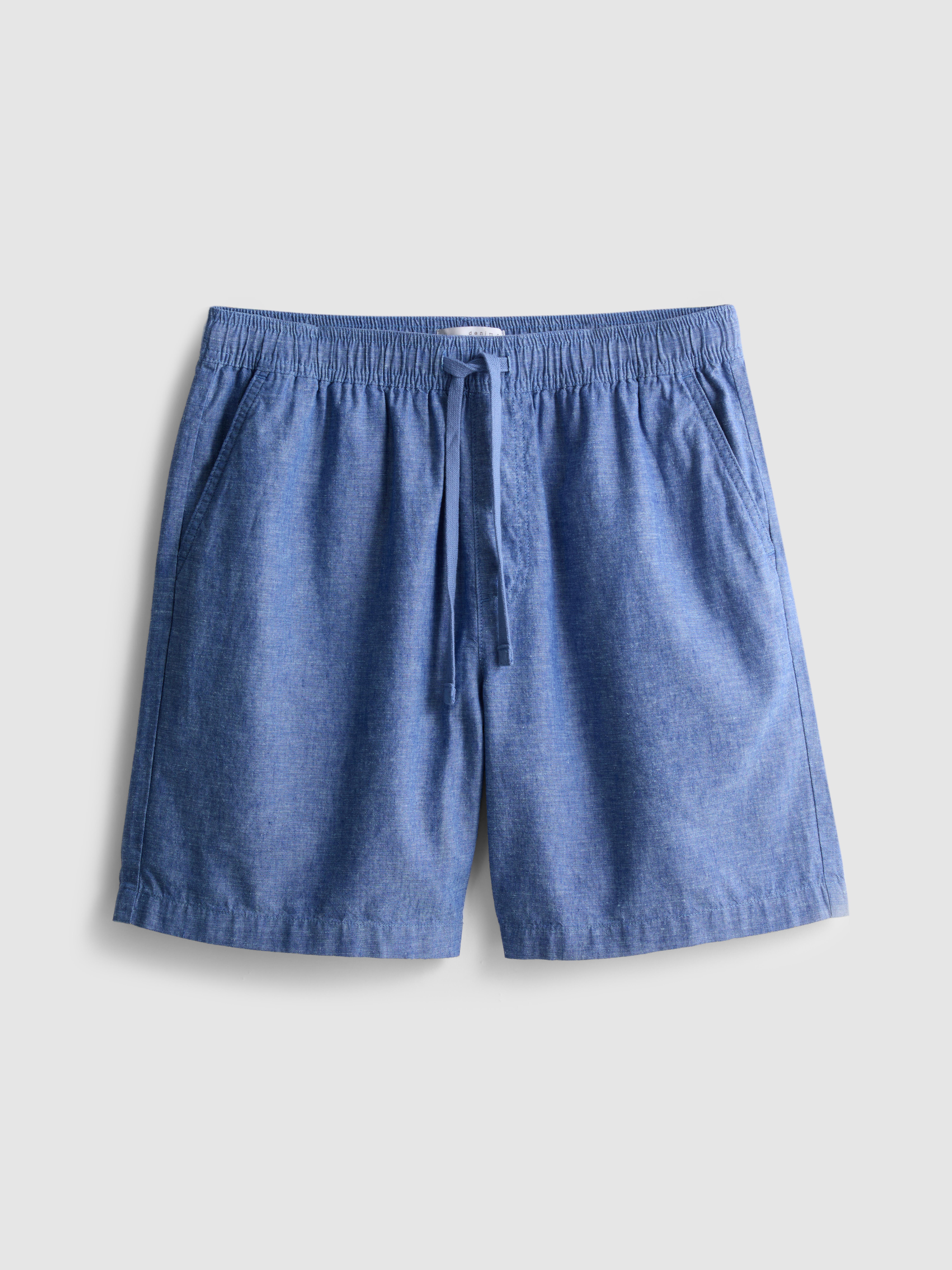 Linen Blend Drawstring Shorts