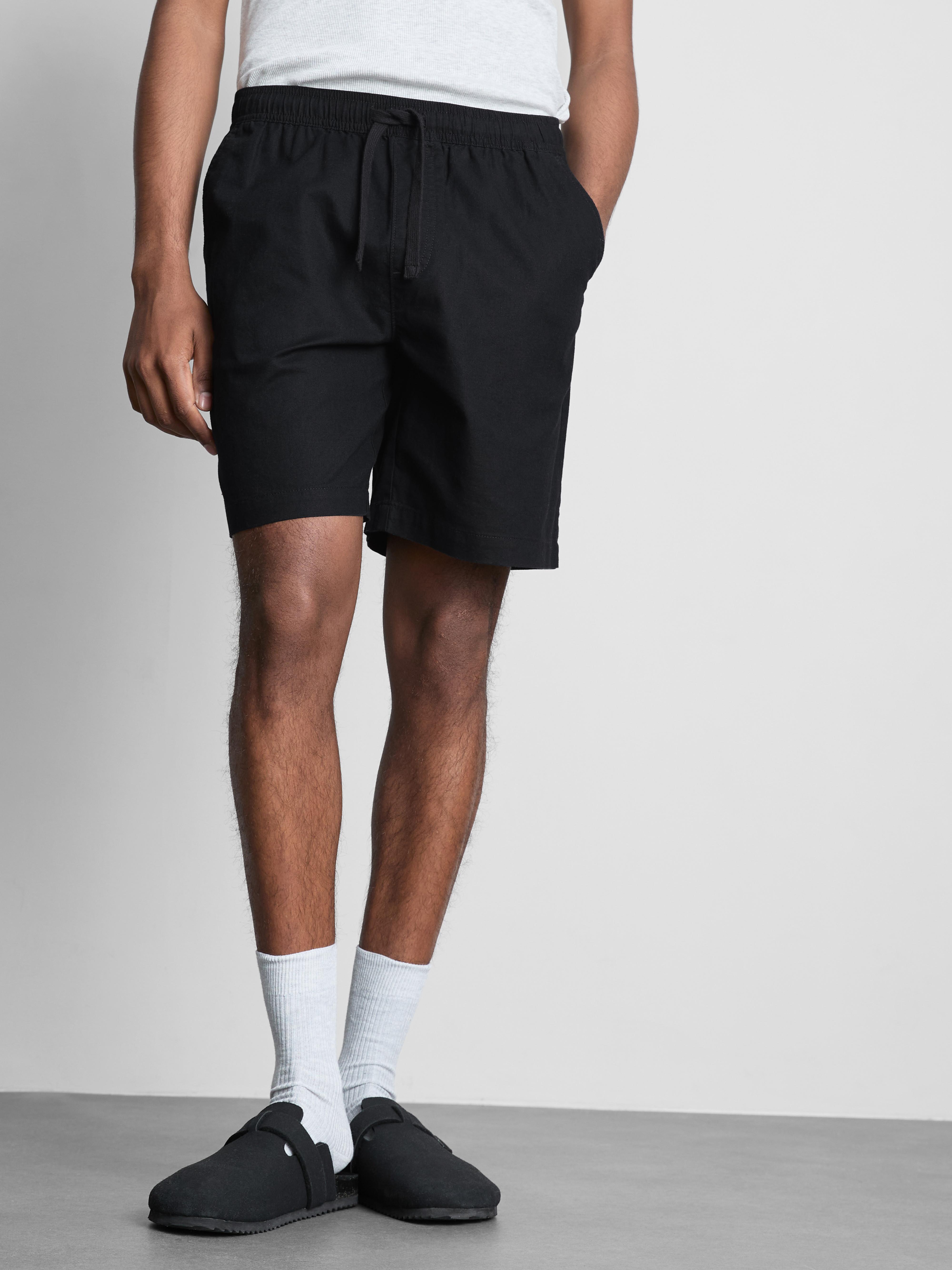 Korte broek van linnenmix met trekkoord