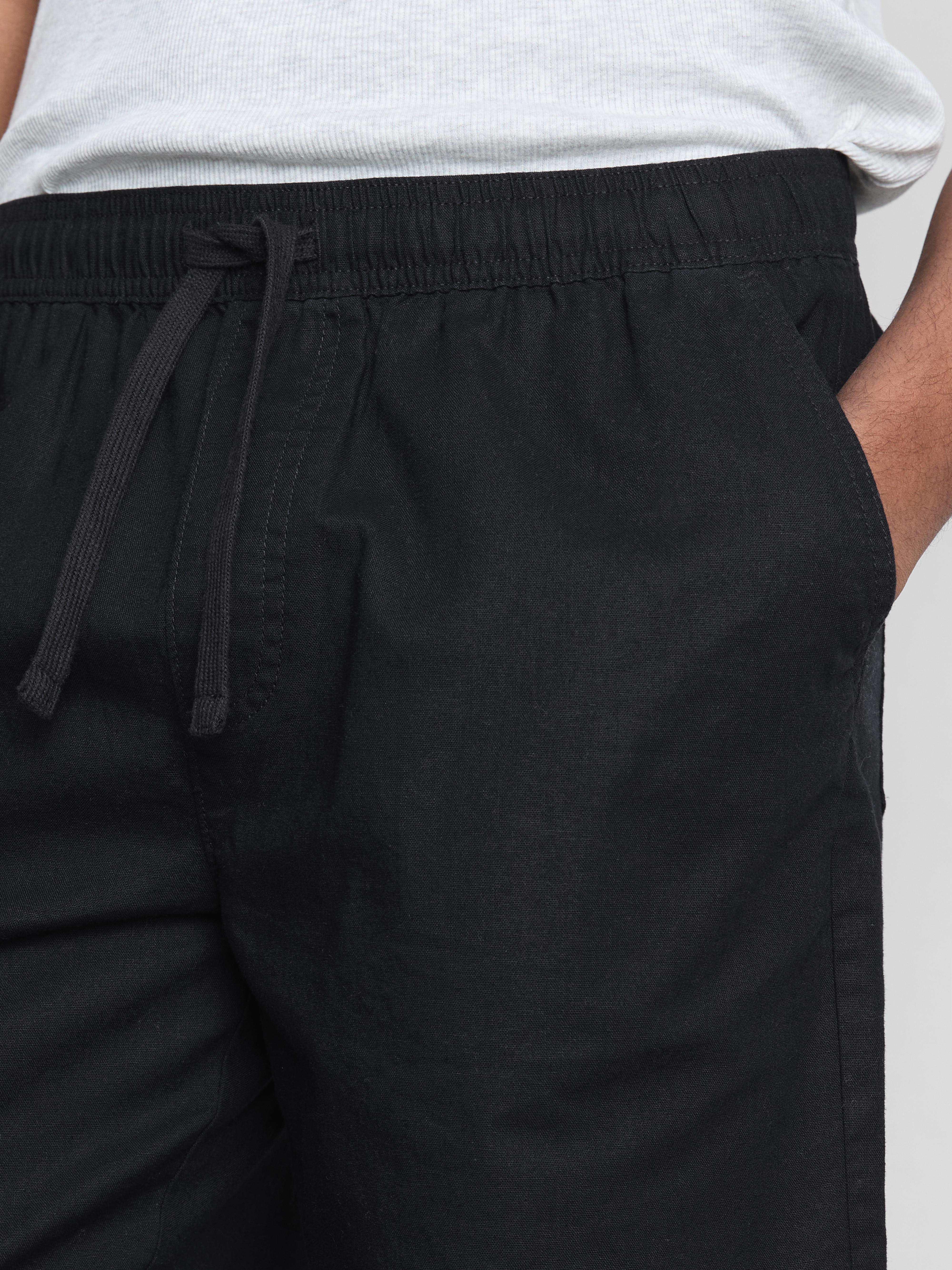 Korte broek van linnenmix met trekkoord