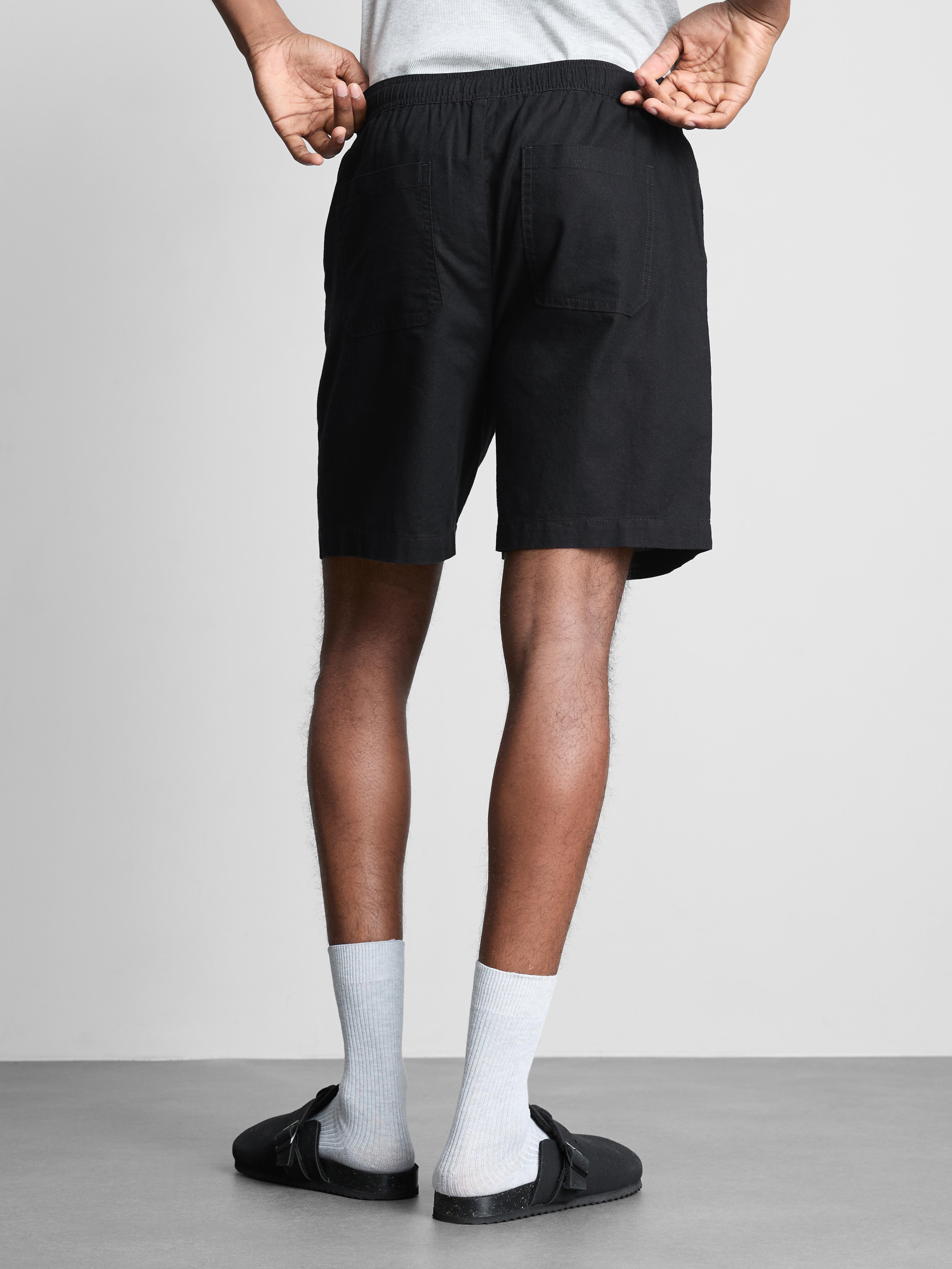 Korte broek van linnenmix met trekkoord