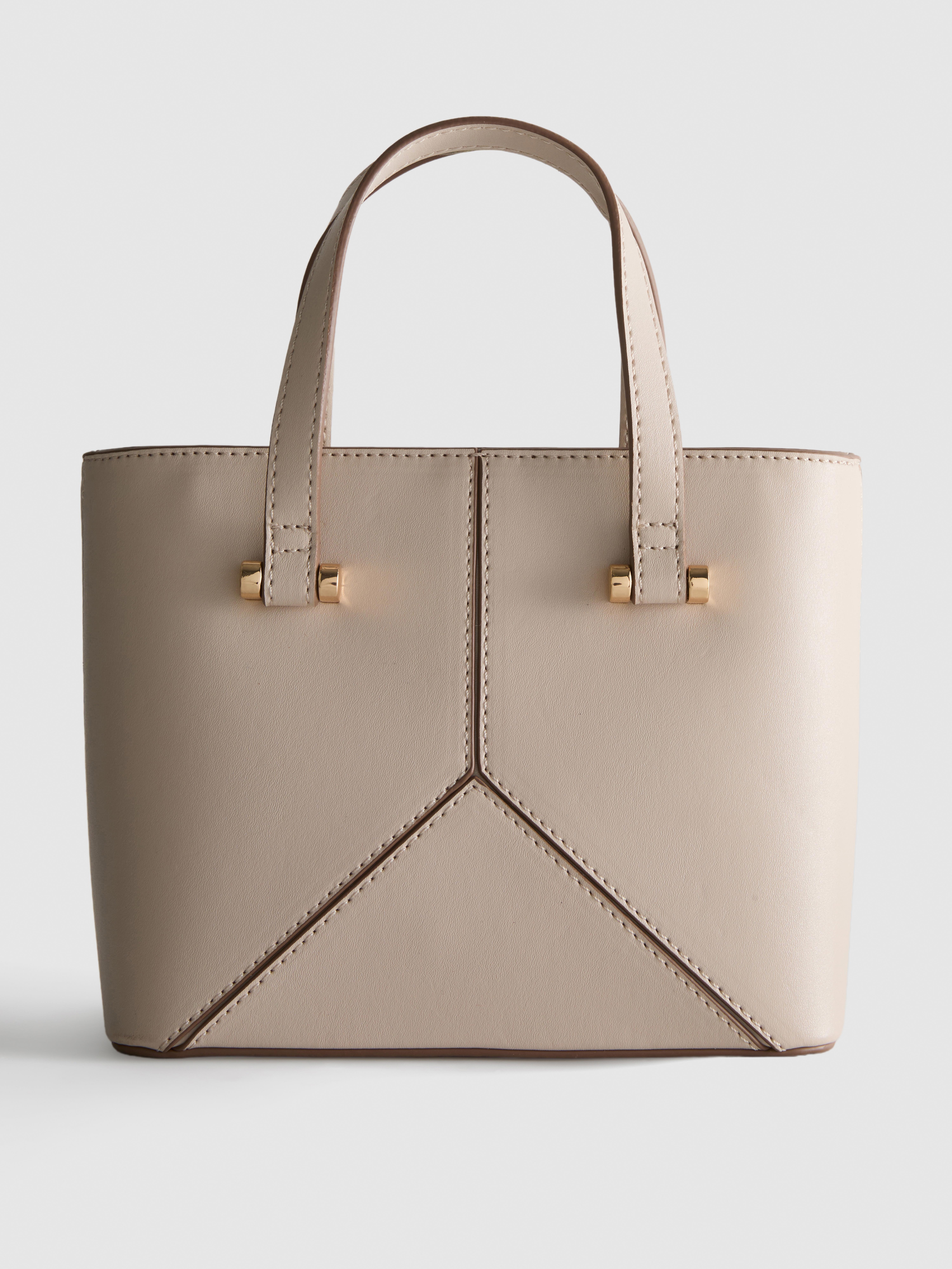 Mała torba shopper ze sztucznej skóry Ecru