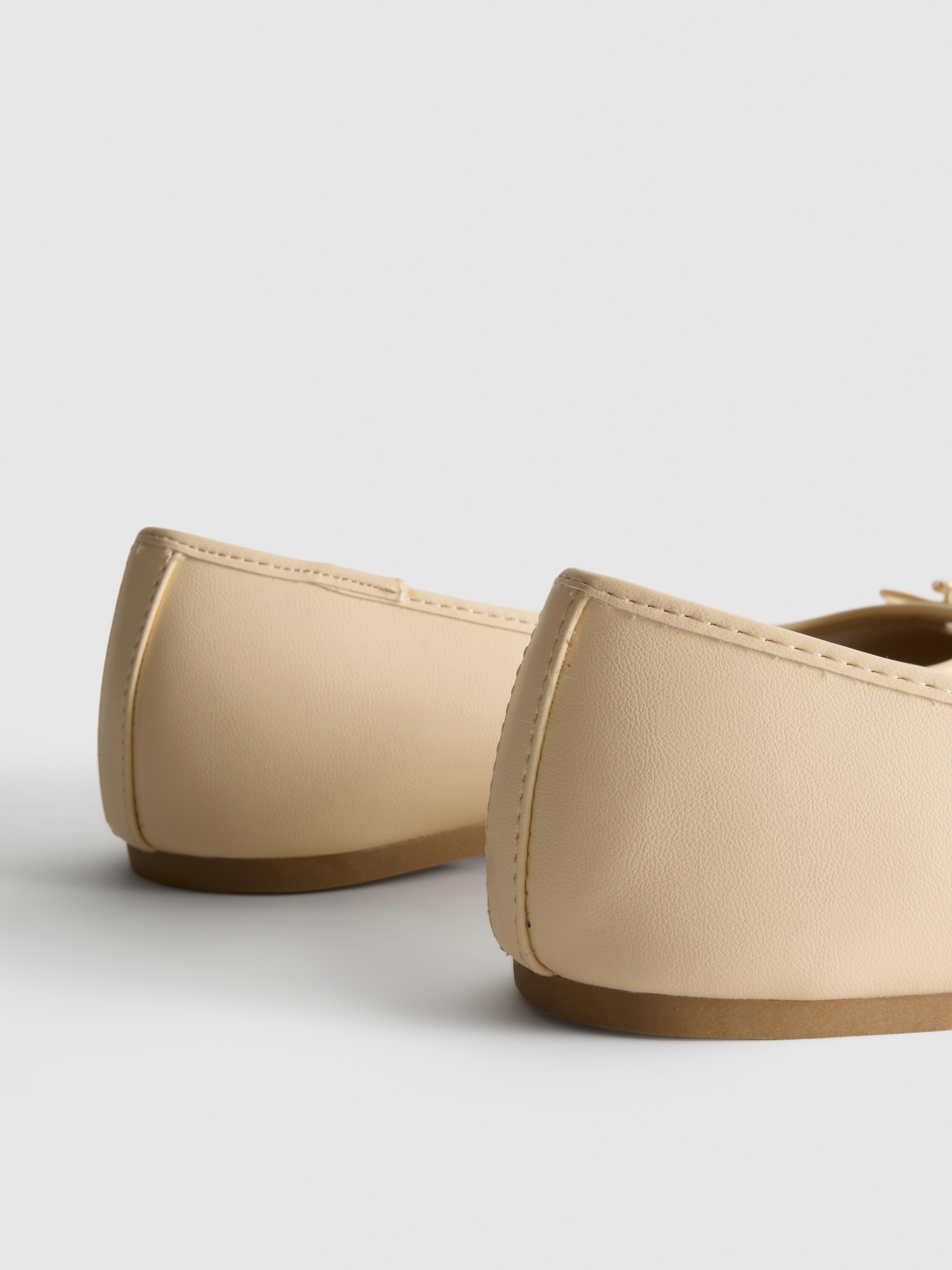 Wide Fit Faux Leather Square Toe Ballet Slip Ons