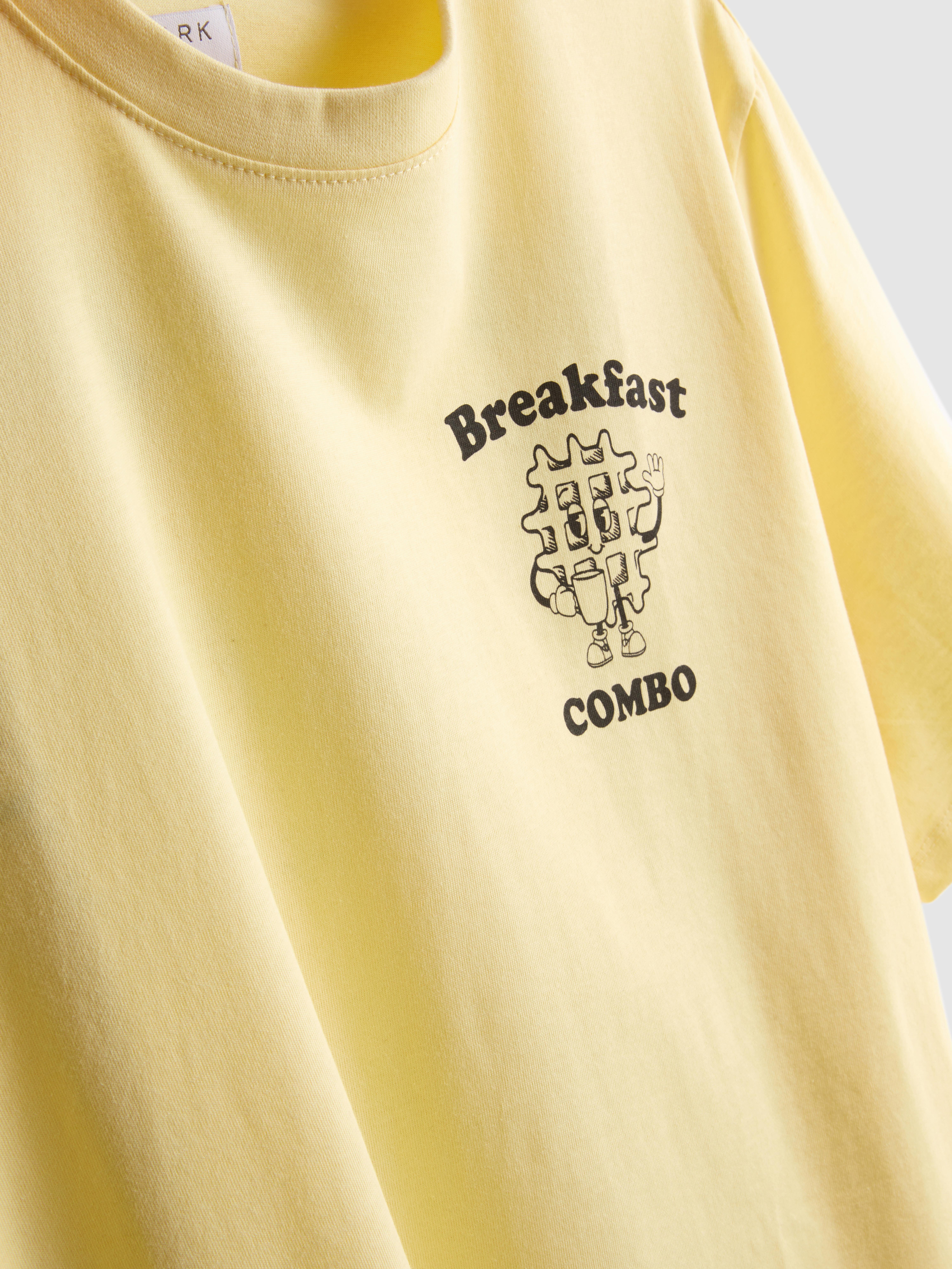 Pigiama corto a nido d'ape con grafica colazione