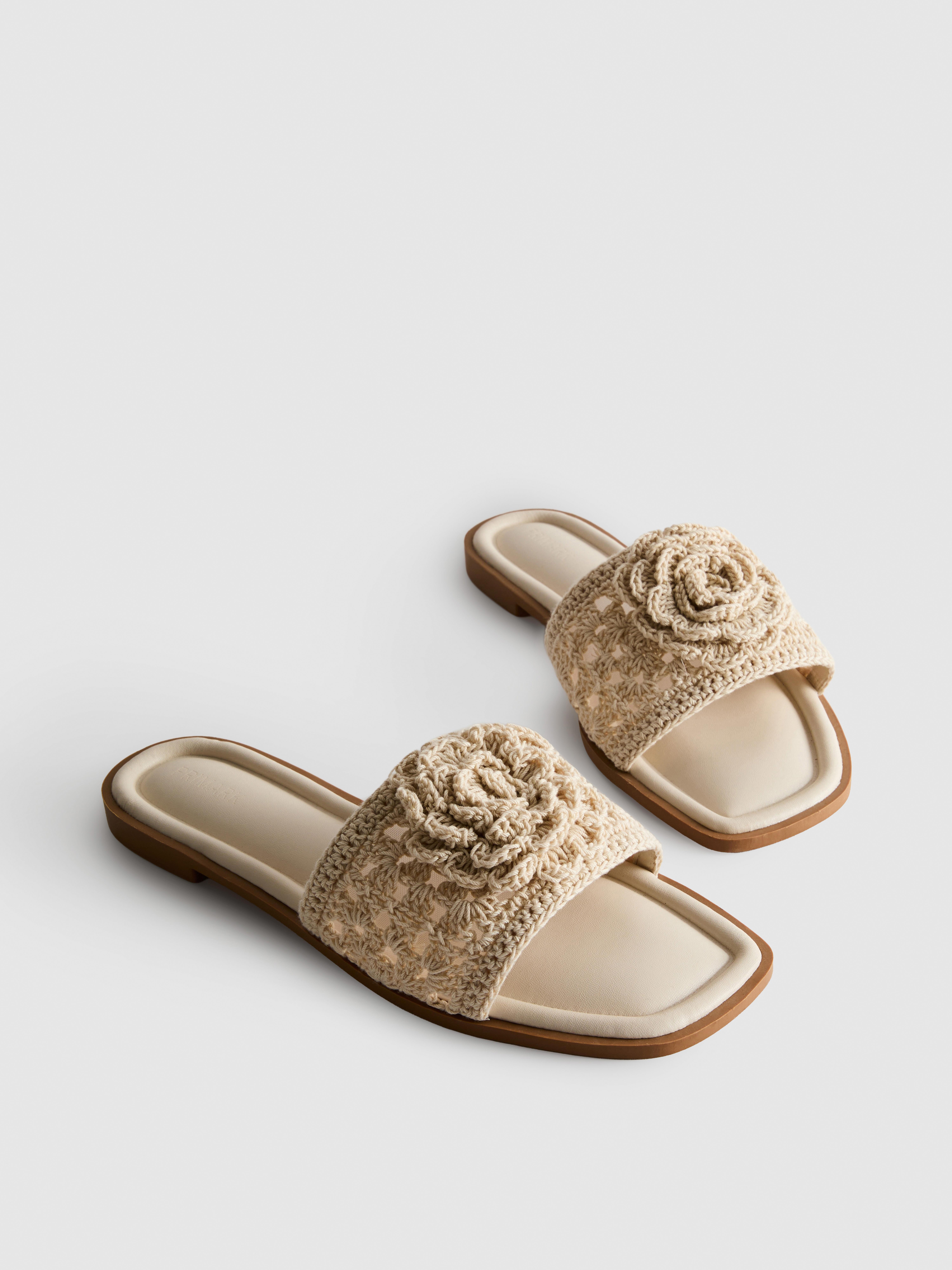 Floral Crochet Mule Sandals