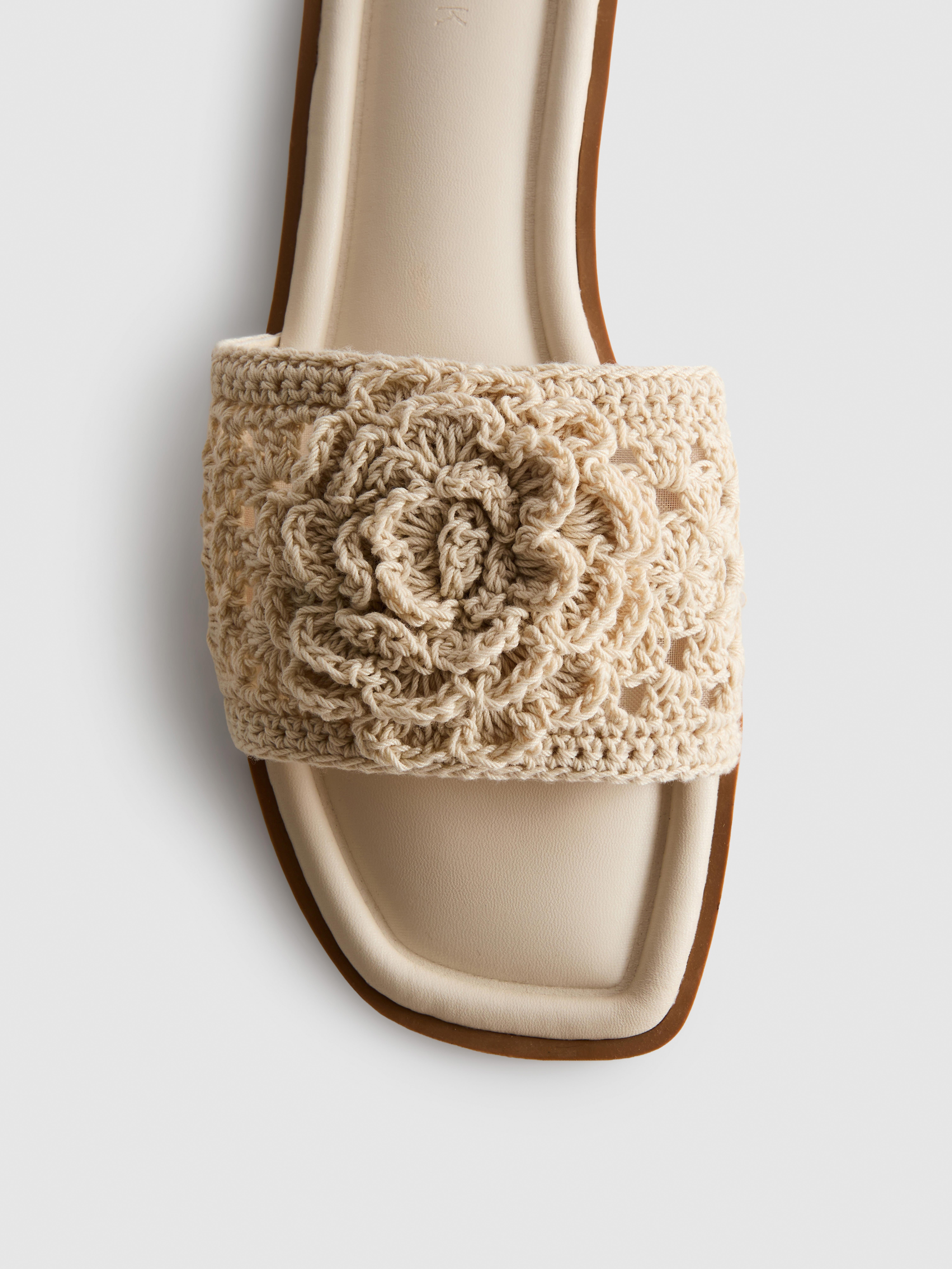 Floral Crochet Mule Sandals