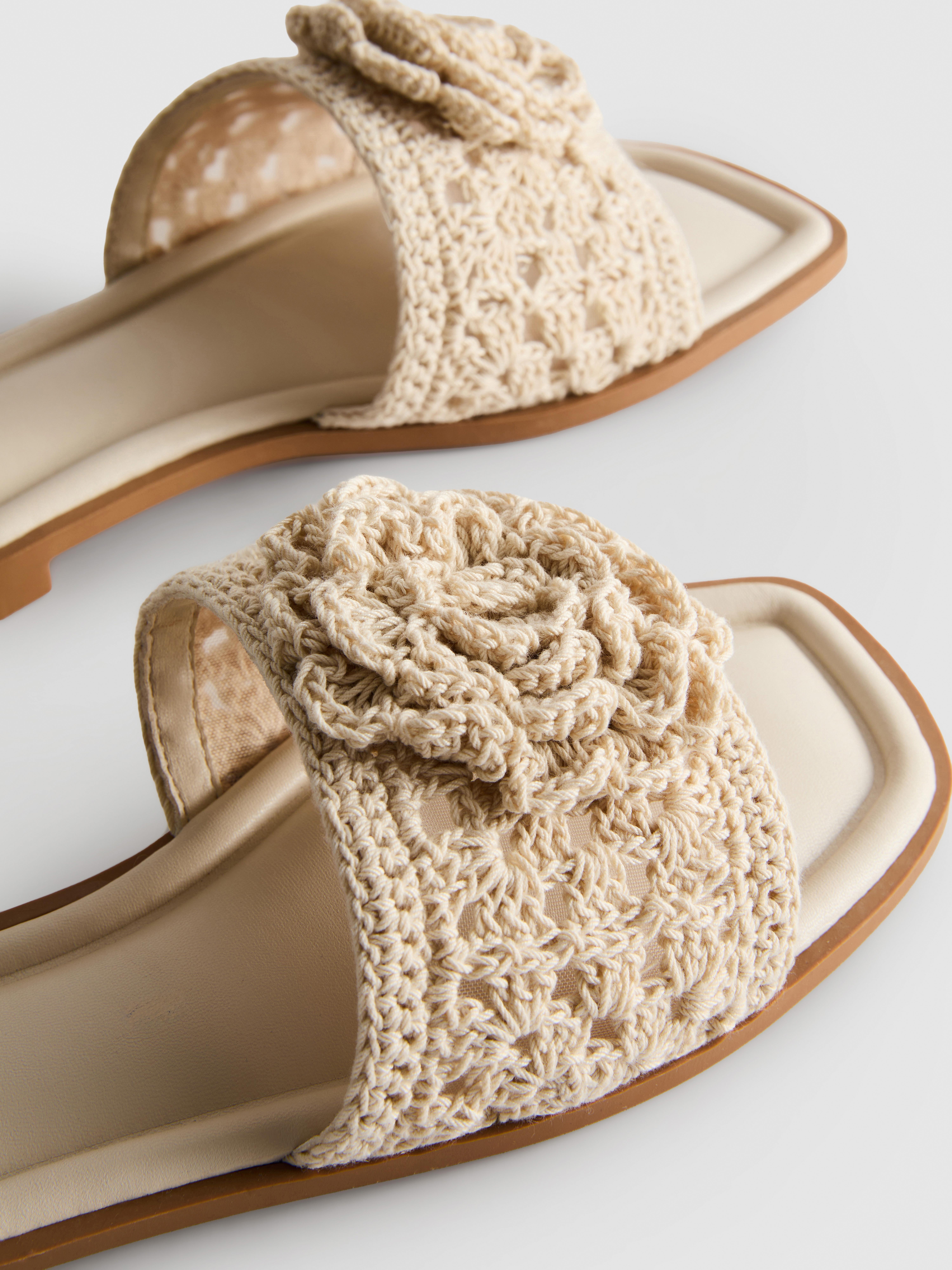 Floral Crochet Mule Sandals