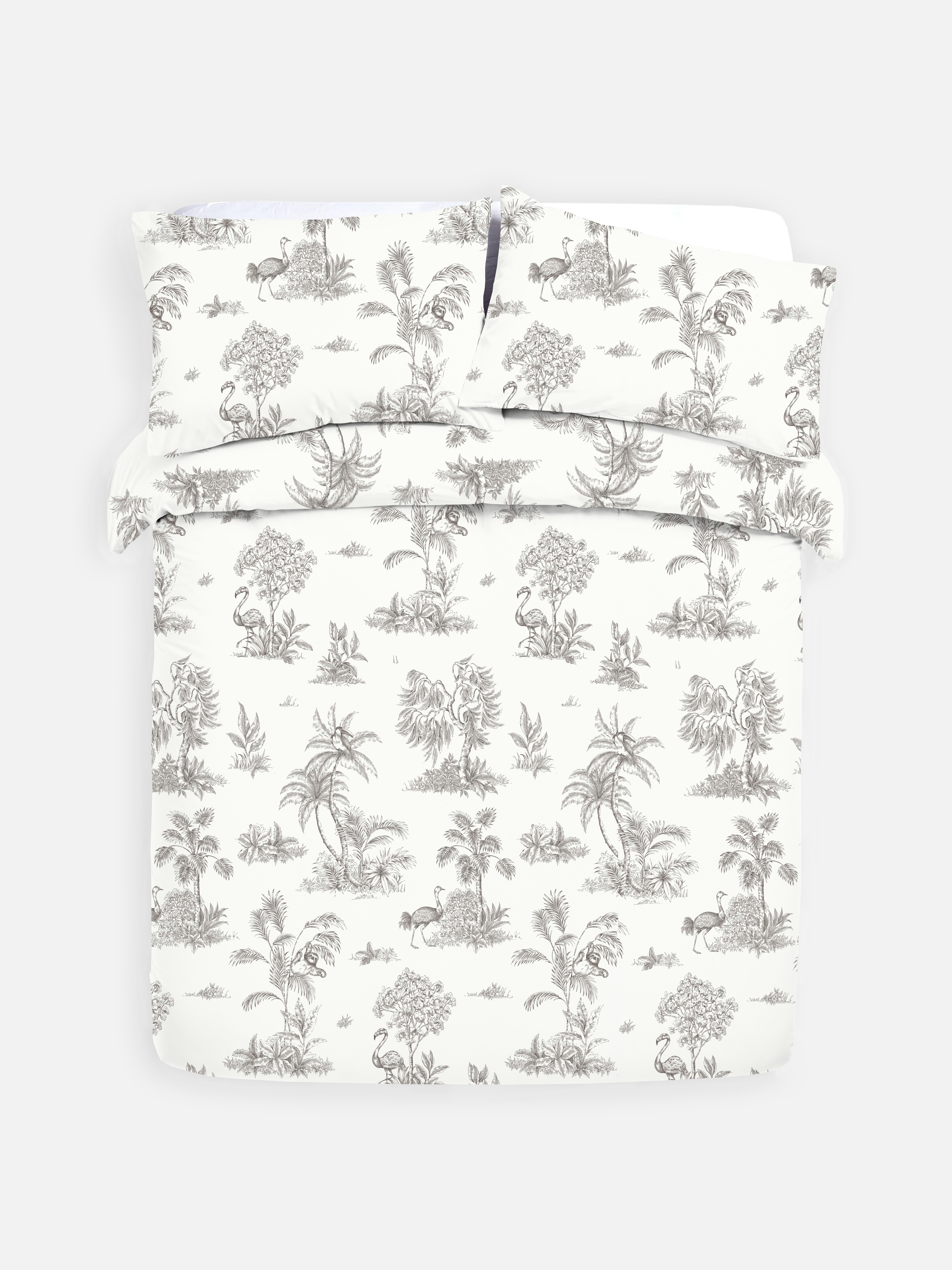Parure de lit double à motif toile tropicale