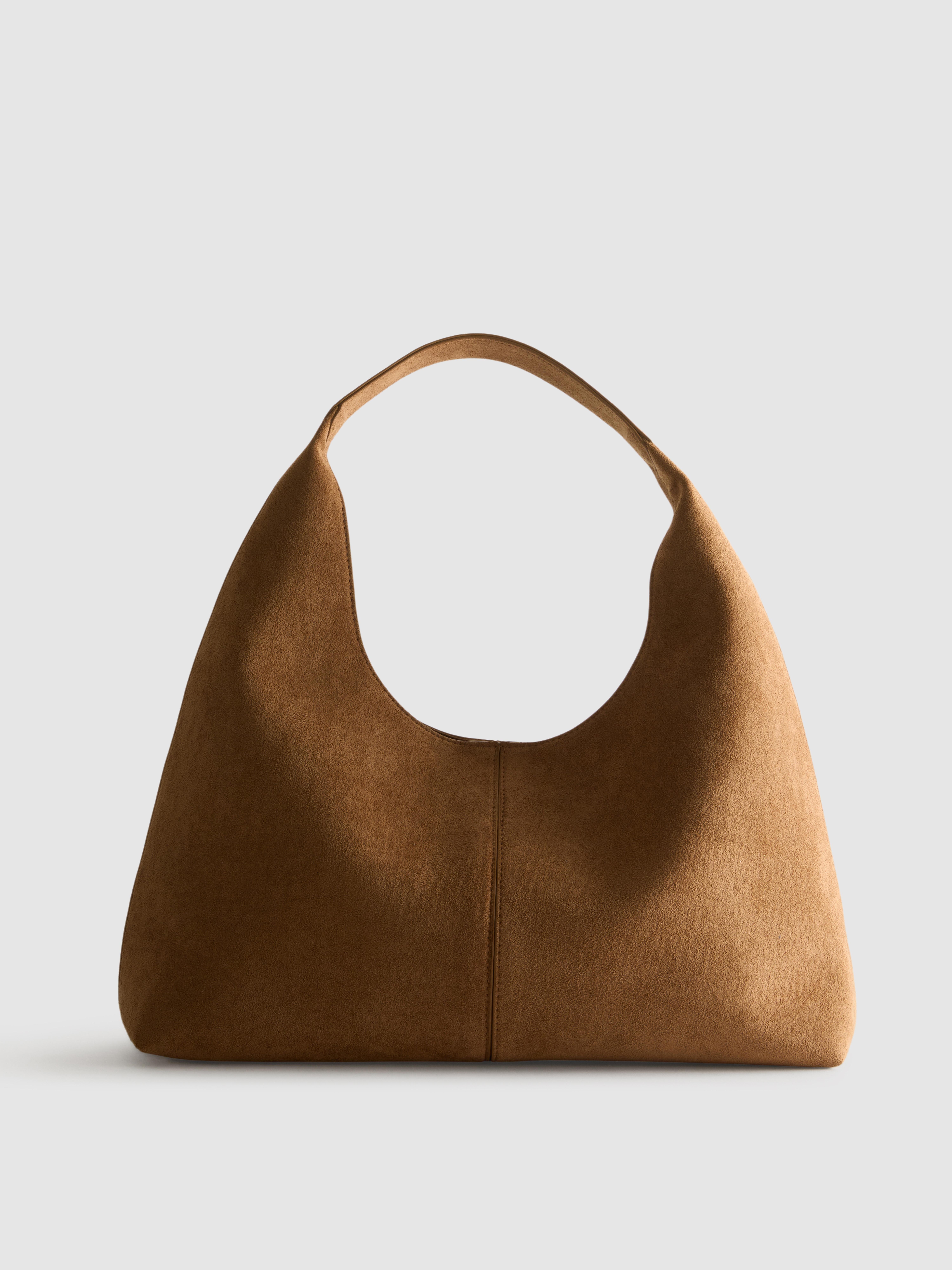 Bolso shopper redondeado de antelina